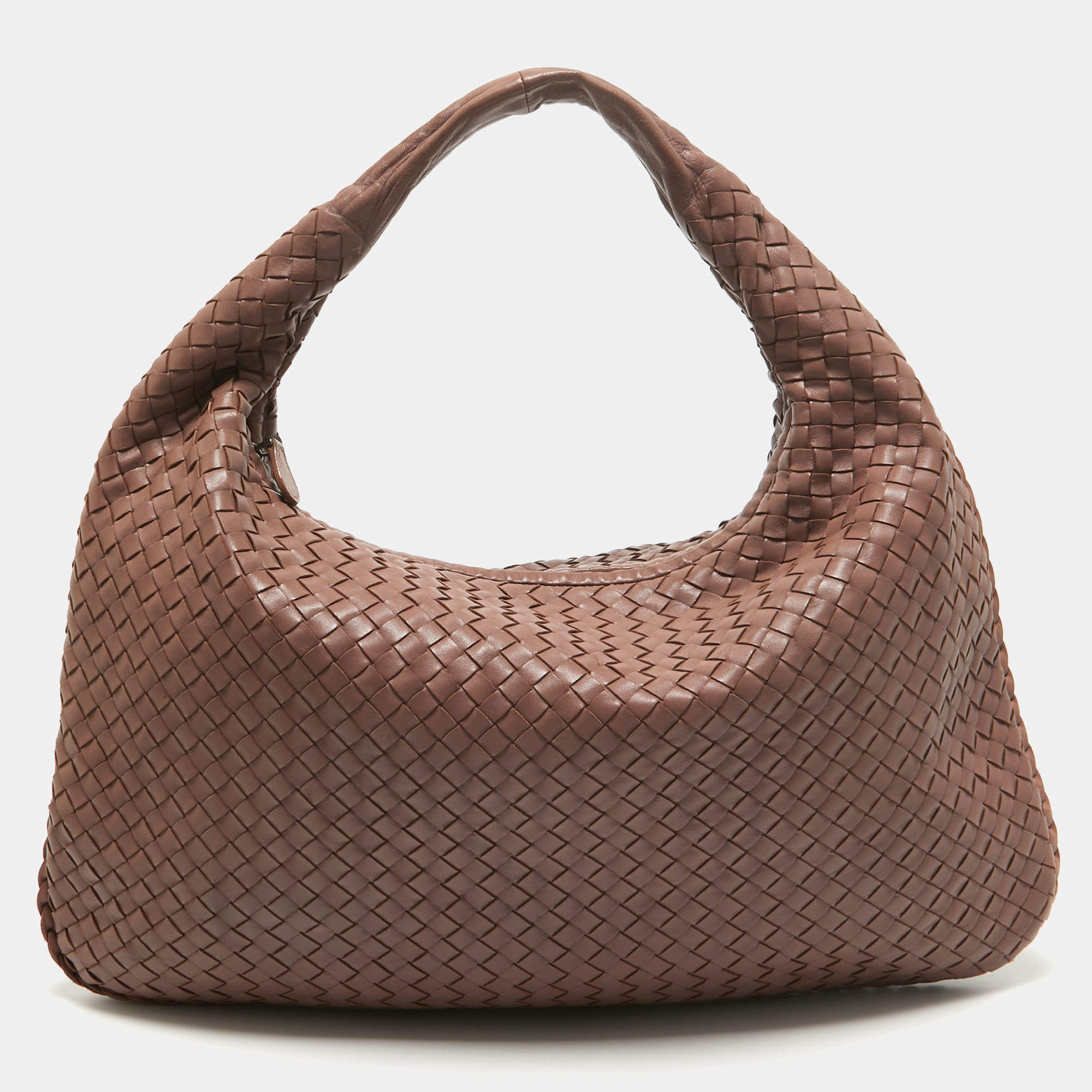 Pre Owned Bottega Veneta Old Rose Intrecciato Leather Veneta Hobo
