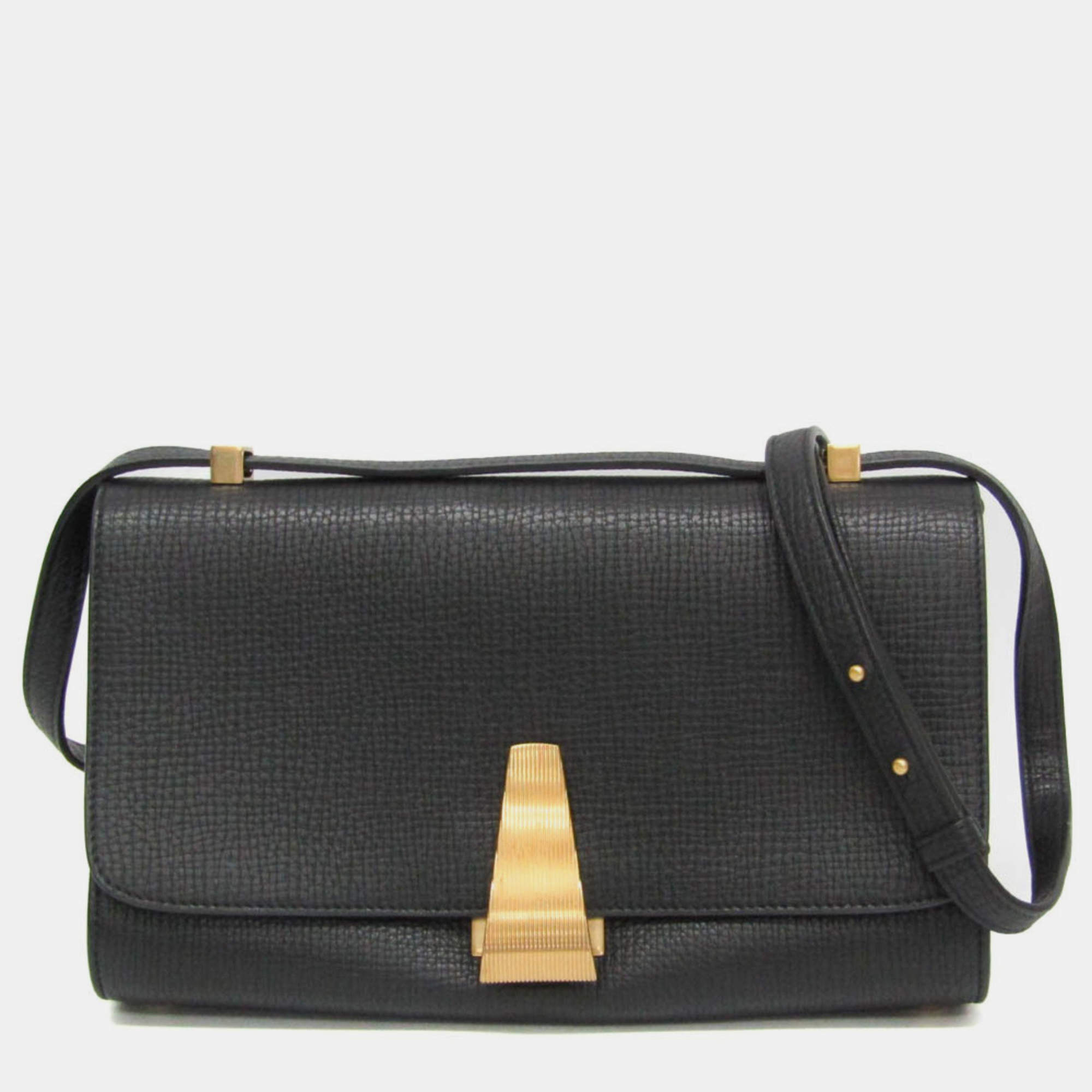 Bottega Veneta Black Textured Leather BV Angle Shoulder Bag