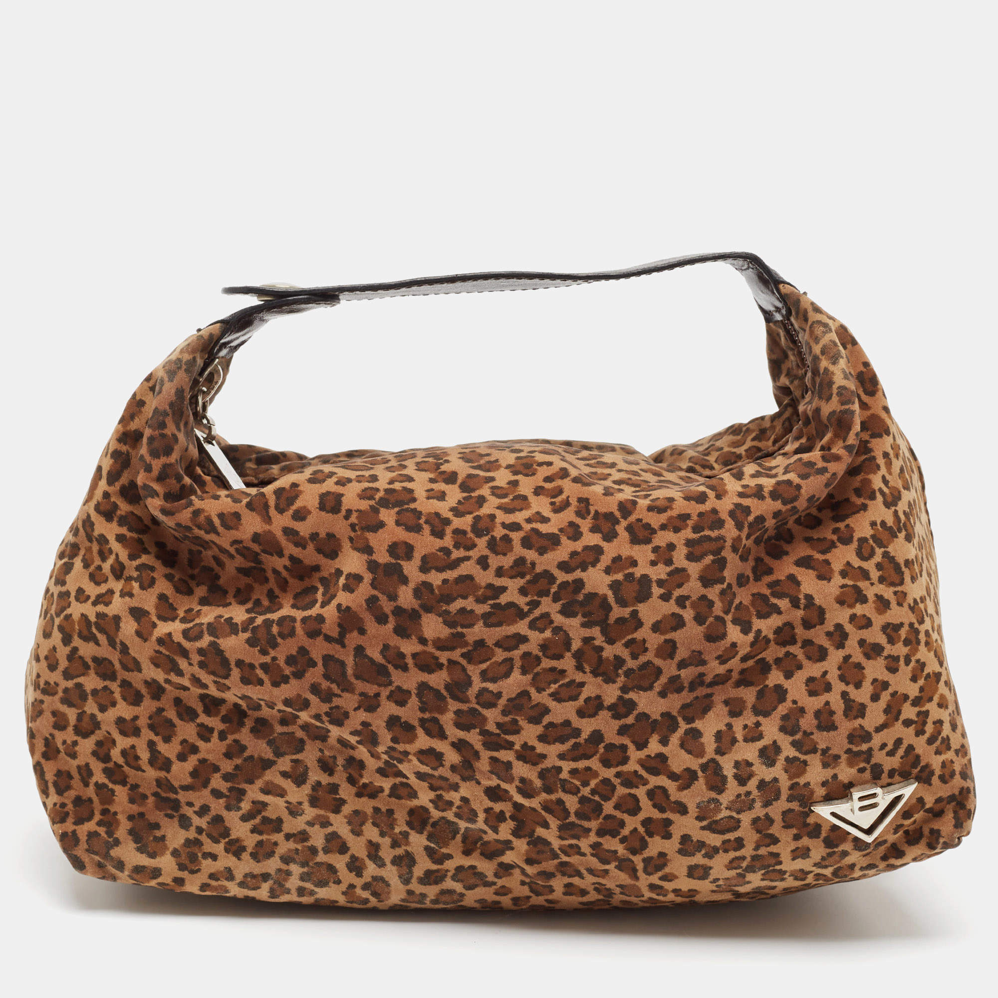 مملوكة مسبقًا Bottega Veneta Brown Leopard Print Nylon Pouch
