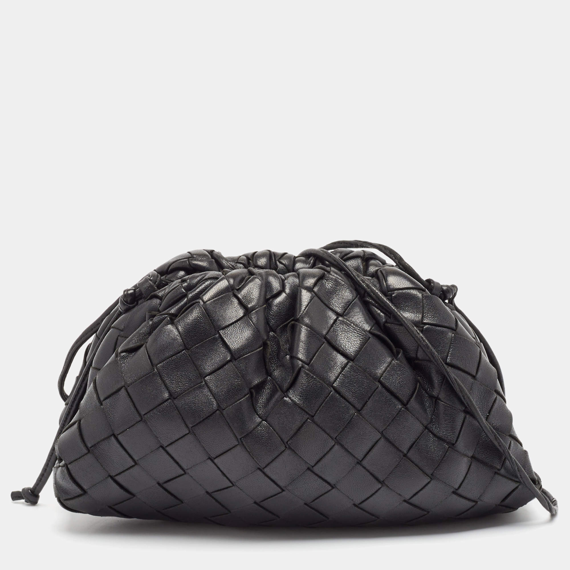 Bottega Veneta Black Intrecciato Leather Mini The Pouch Bag