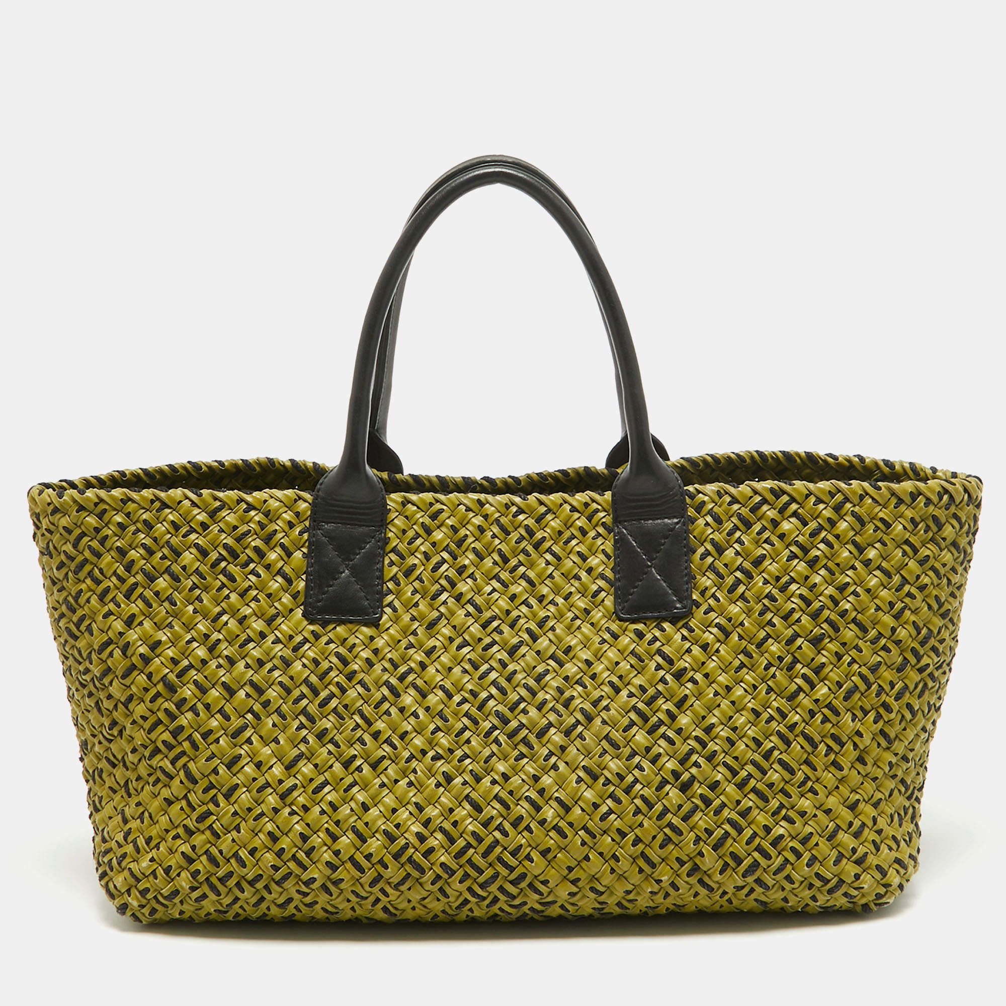 مملوكة مسبقًا Bottega Veneta Green/Black Intrecciato Leather Limited Edition 302/750 Cabat Tote