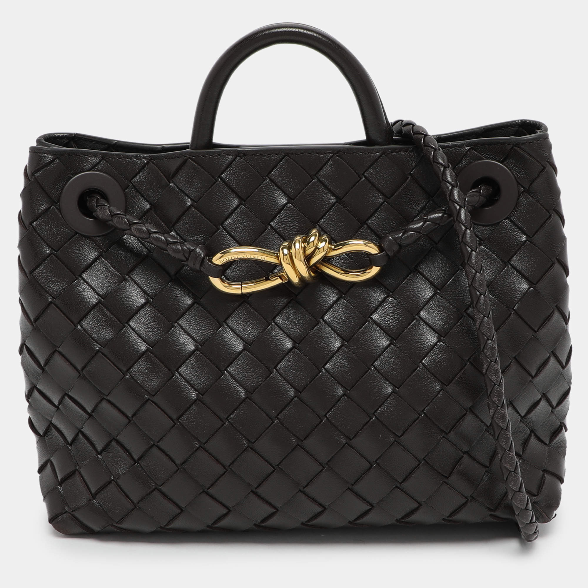 مملوكة مسبقًا Bottega Veneta Brown Intrecciato Leather Small Andiamo Tote