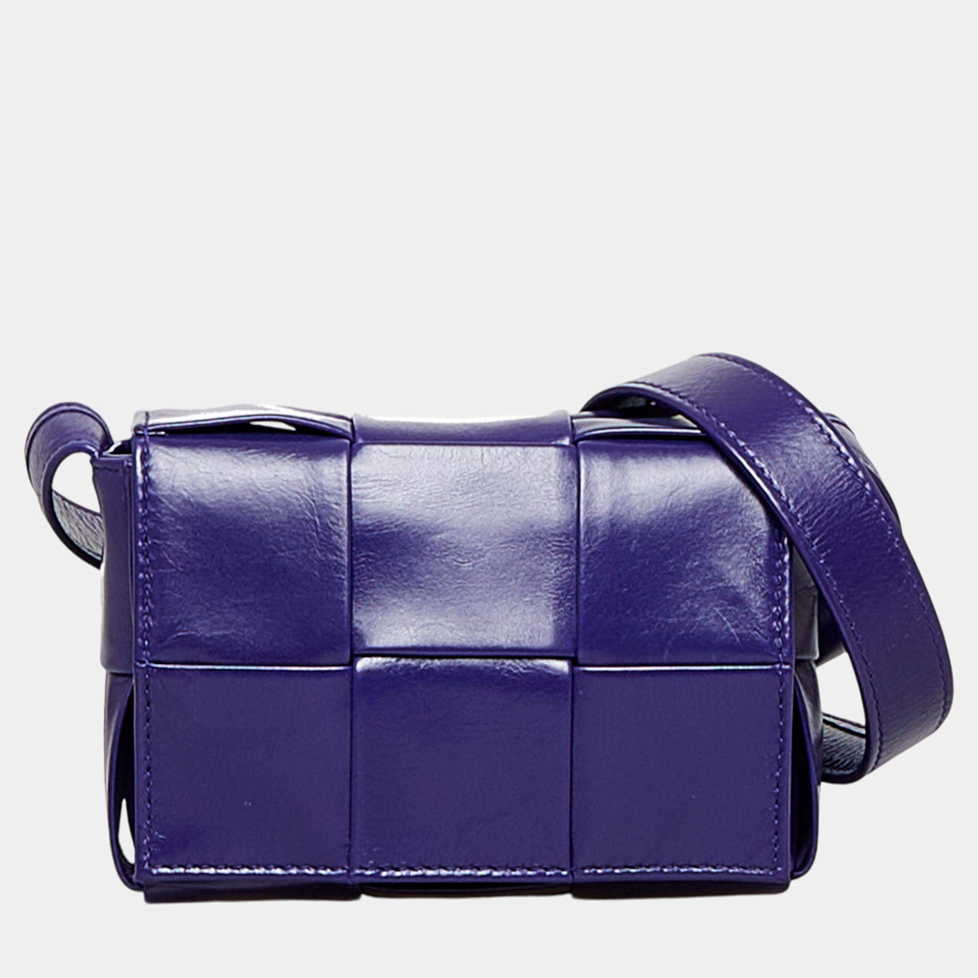 Bottega Veneta Purple Candy Calfskin Intrecciato Cassette Crossbody