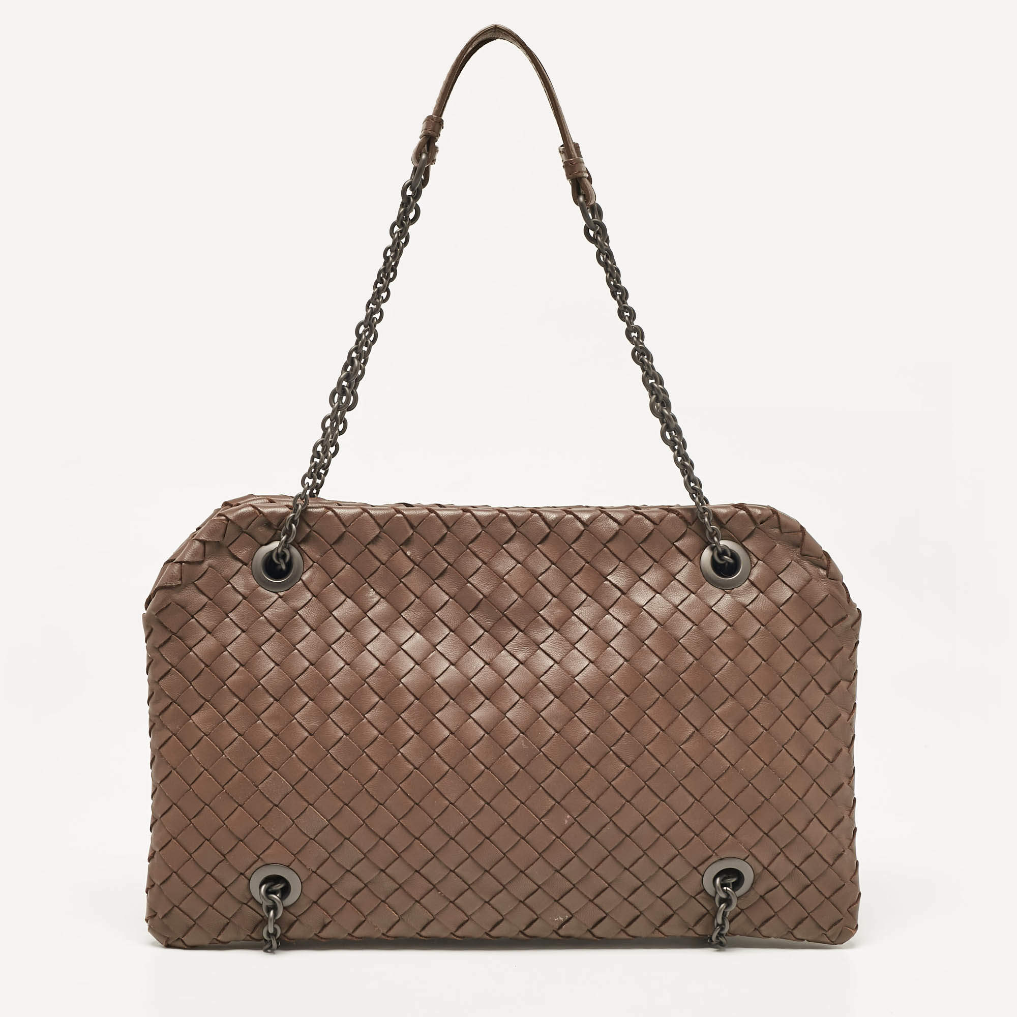 Bottega Veneta Brown Intrecciato Leather Duo Shoulder Bag