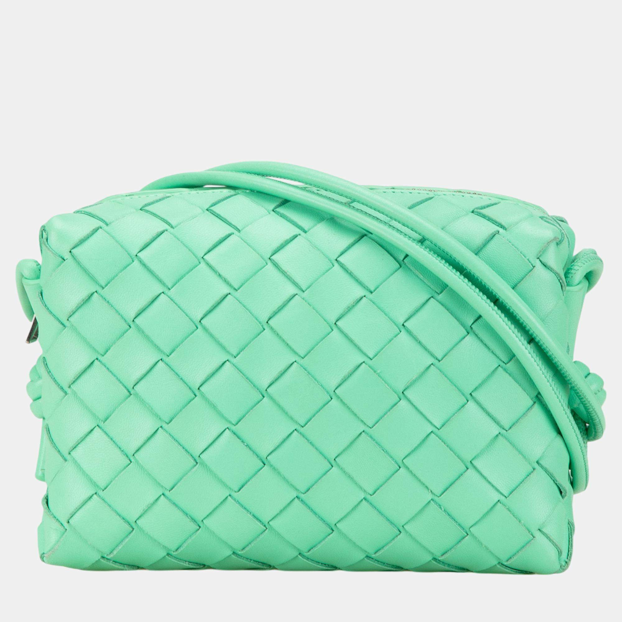 Bottega Veneta Green Mini Nappa Intrecciato Loop Camera Bag