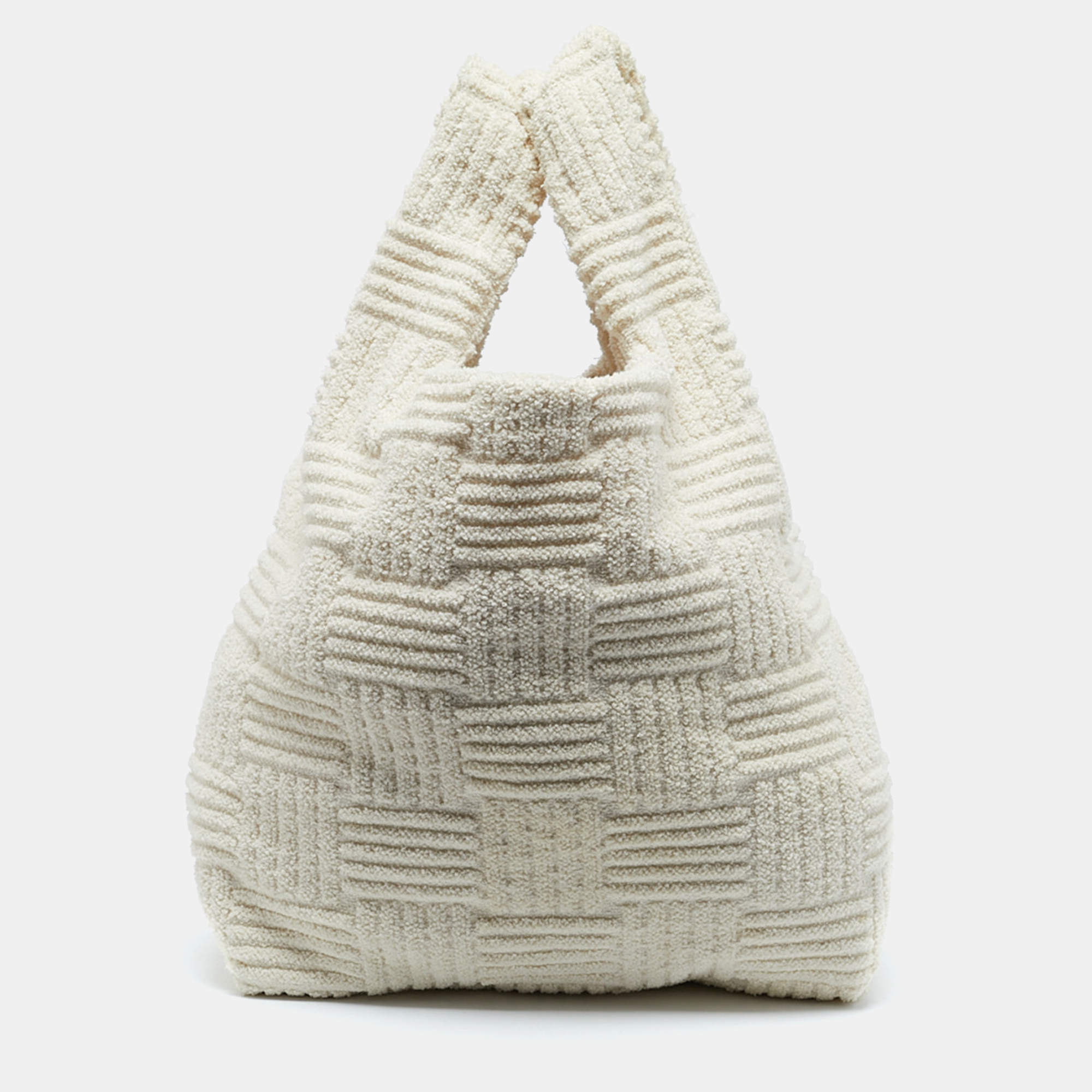 Pre Owned Bottega Veneta Off White Terrycloth Tote