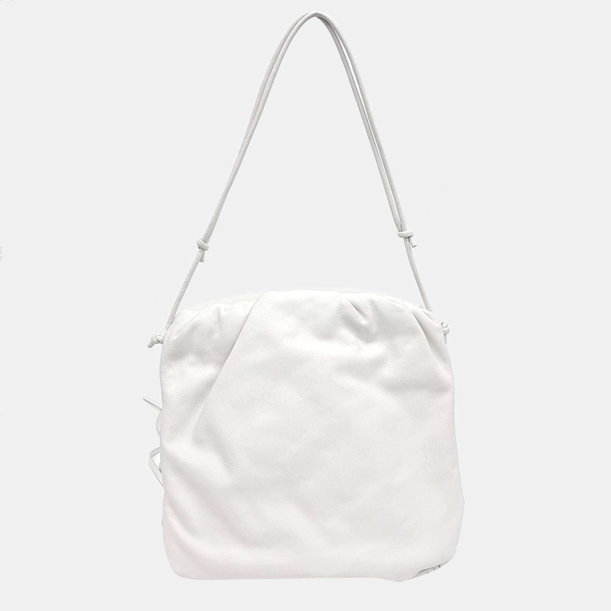 Pre Owned Bottega Veneta White Leather fringe shoulder bag