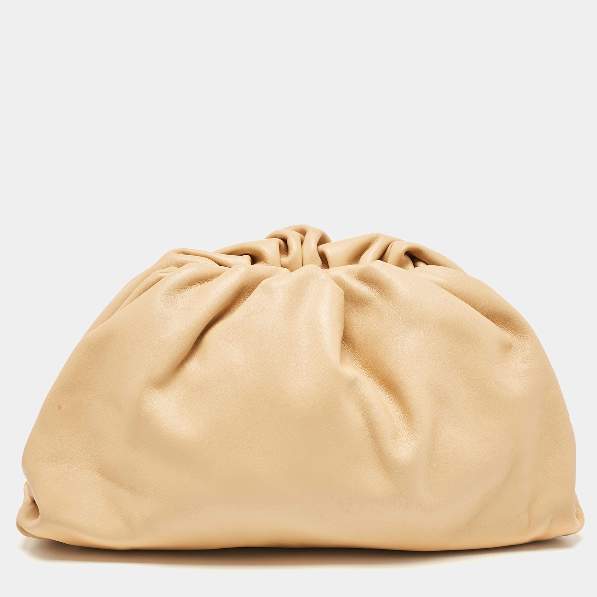 Bottega Veneta Beige Leather Classic The Pouch 