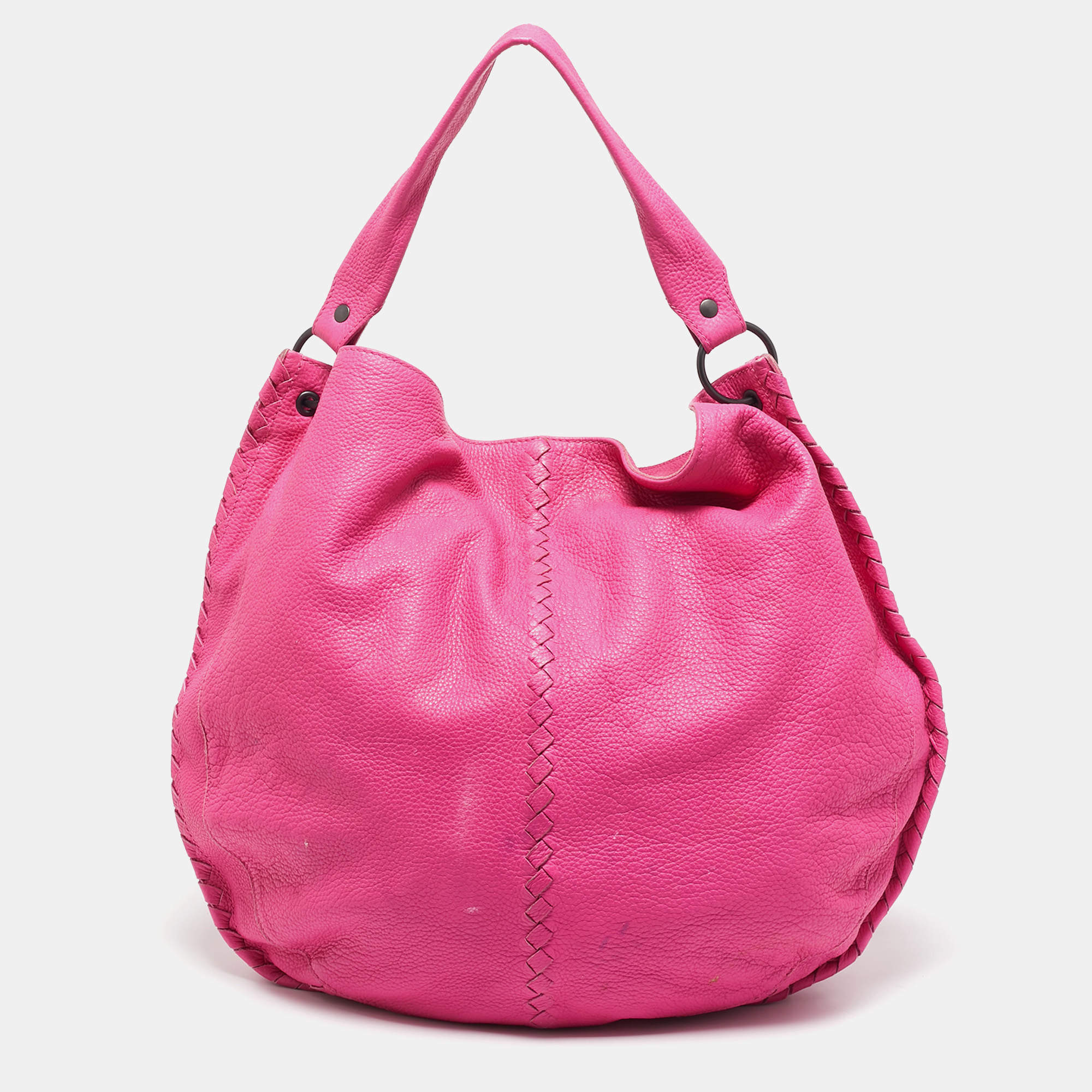 Pre Owned حقيبة هوبو بوتيغا فينيتا سيرفو جلد انتريشياتو وردية