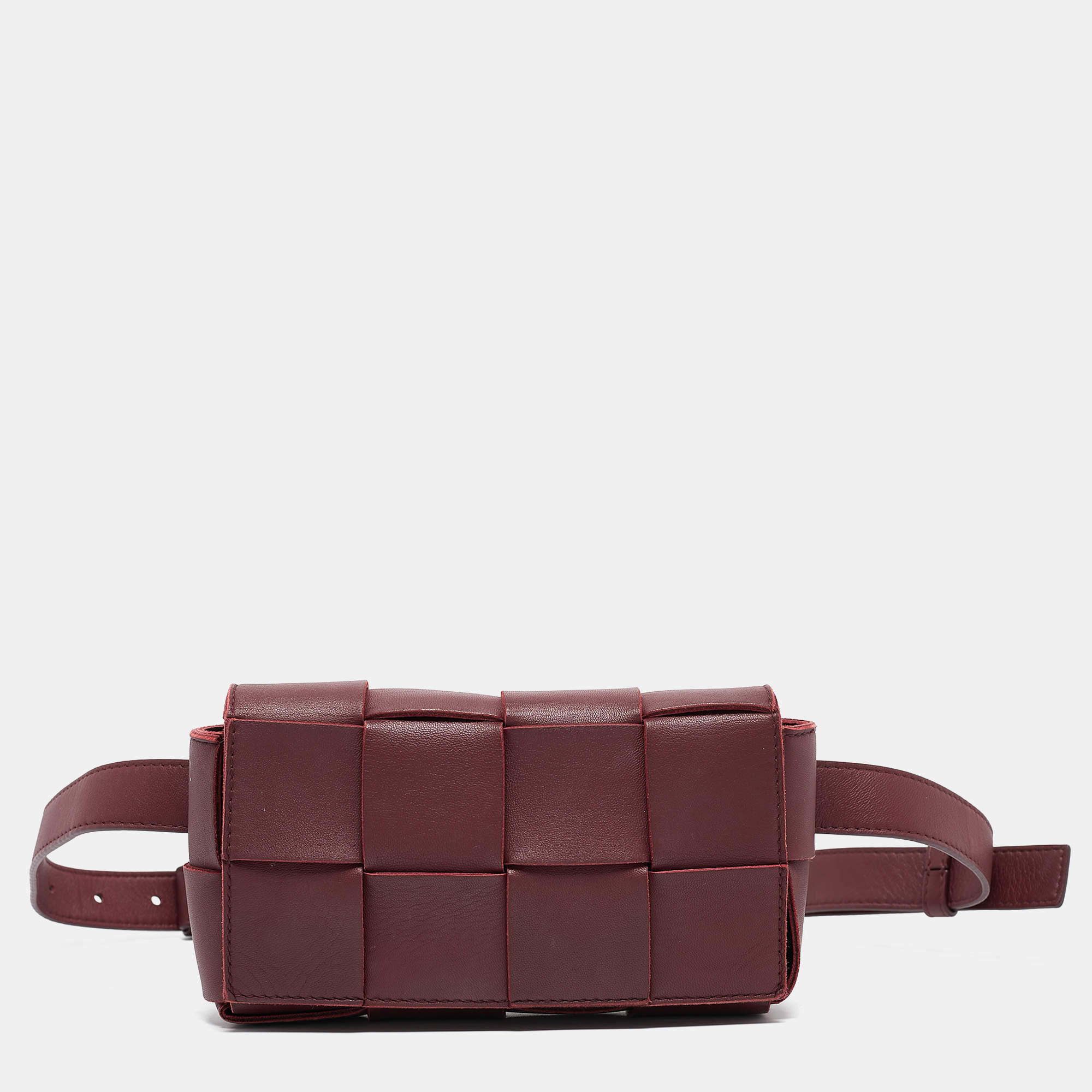 Bottega Veneta Maroon Intrecciato Leather Mini Cassette Belt Bag