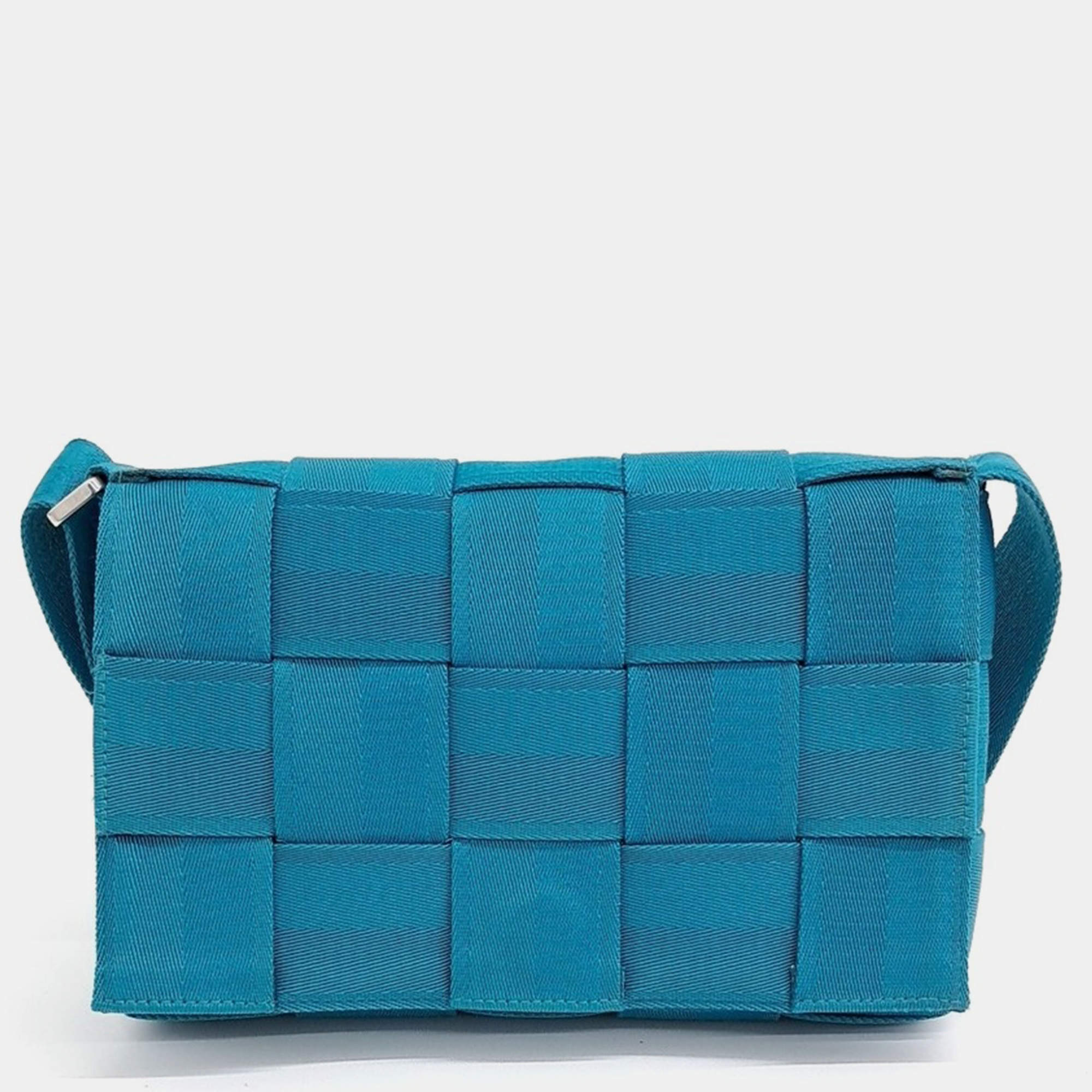 Bottega Veneta Blue Fabric Web Cassette Bag