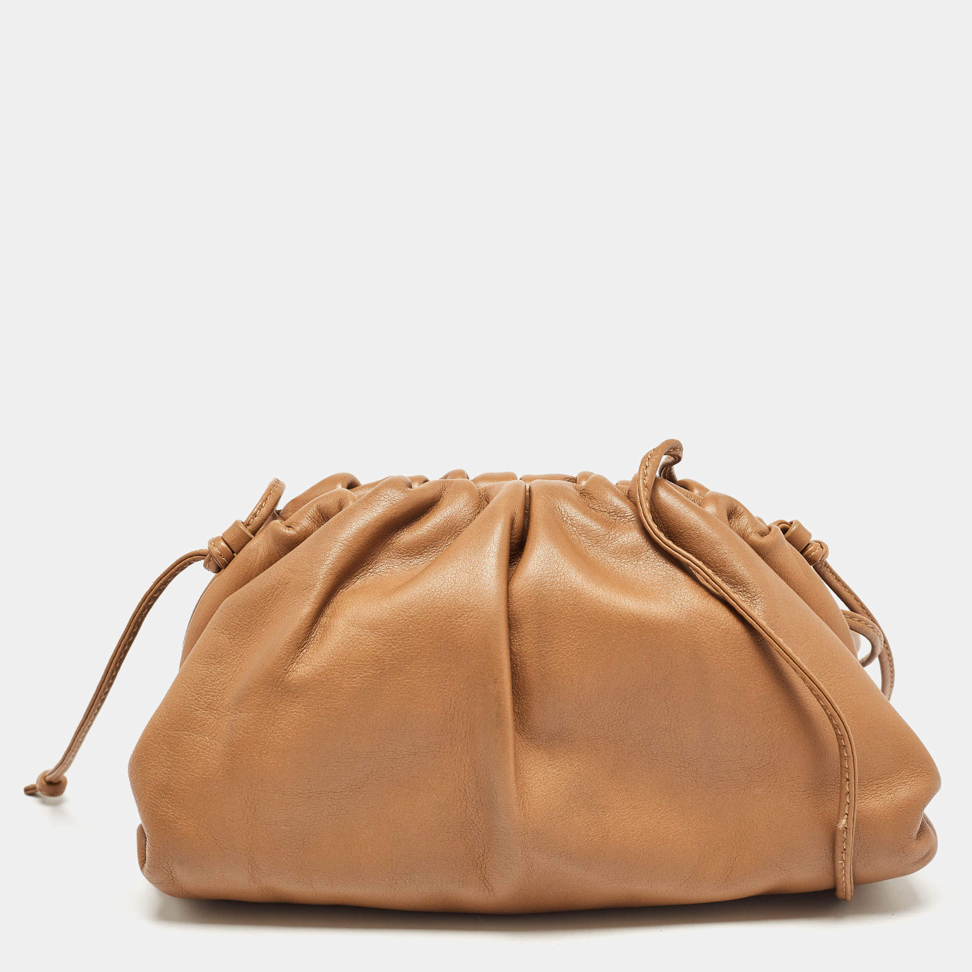 Bottega Veneta Brown Leather Mini The Pouch Clutch Bag