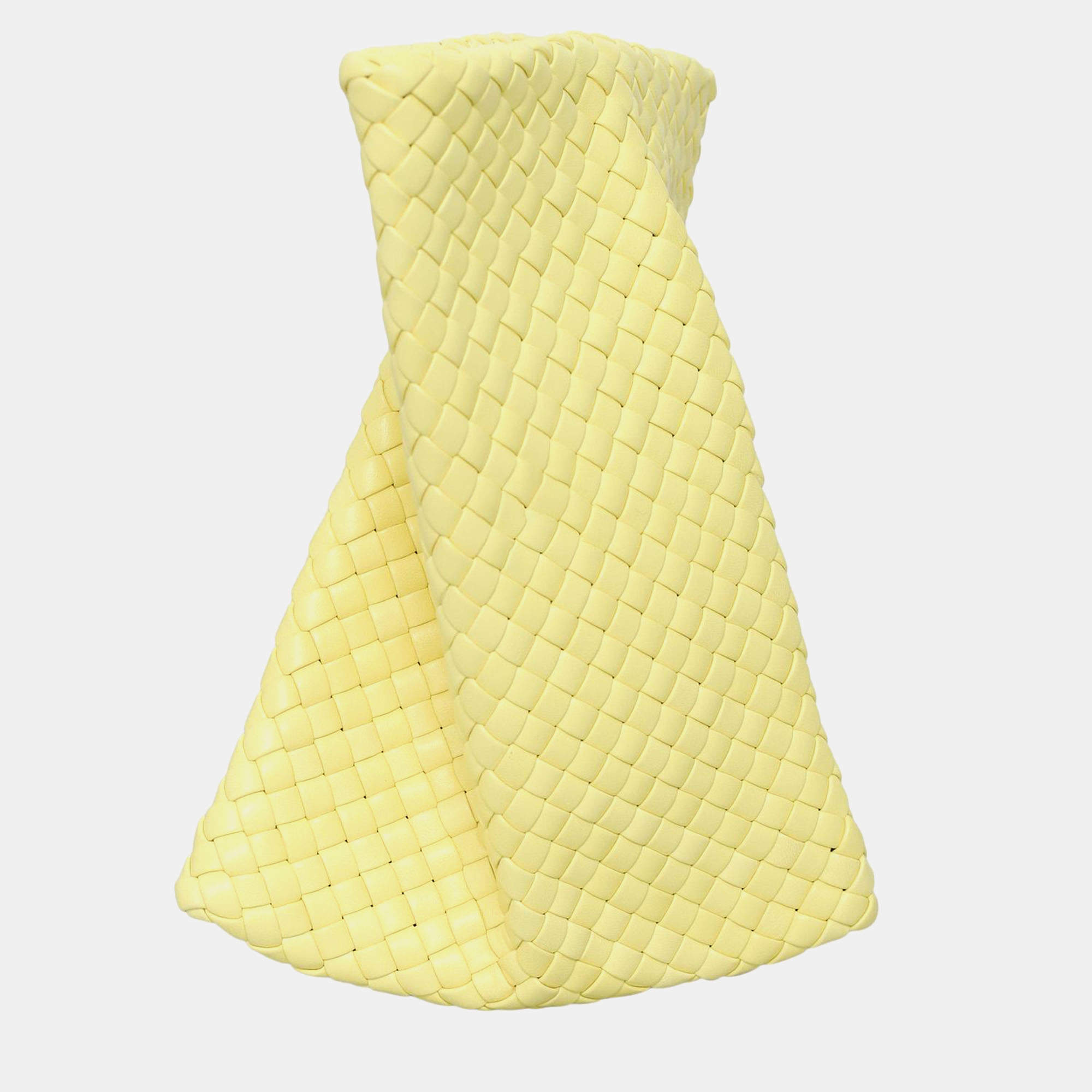 Bottega Veneta Yellow Leather Intrecciato Criss Cross Clutch