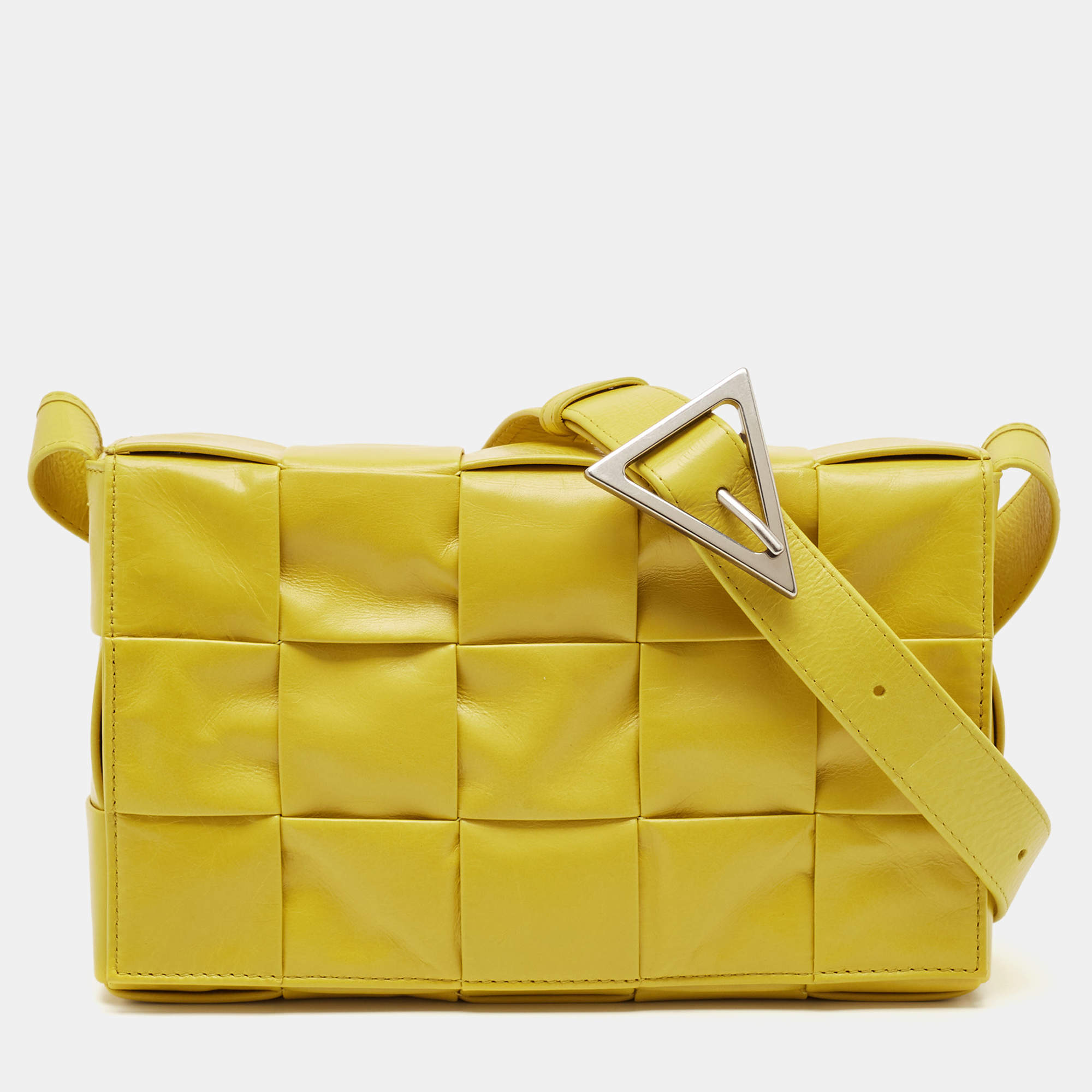 Bottega Veneta Yellow Leather Cassette Shoulder Bag