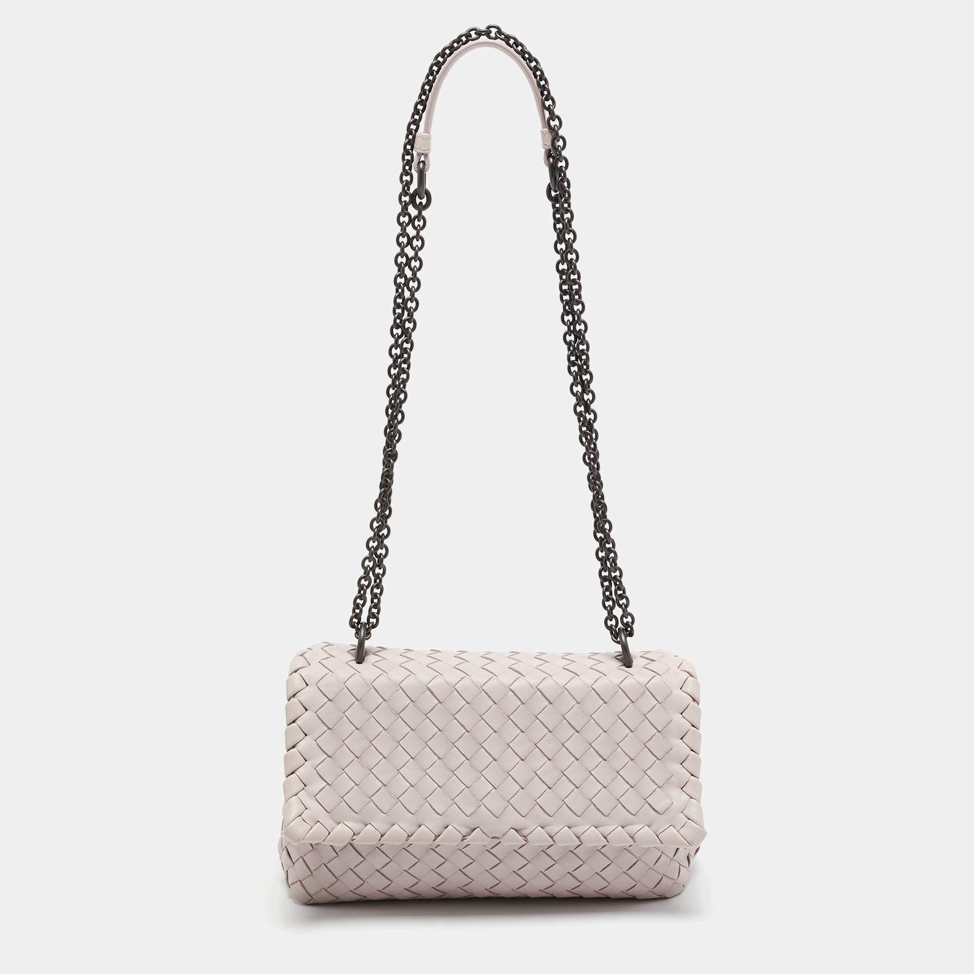 Bottega Veneta Light Lilac Intrecciato Leather Small Olimpia Shoulder Bag