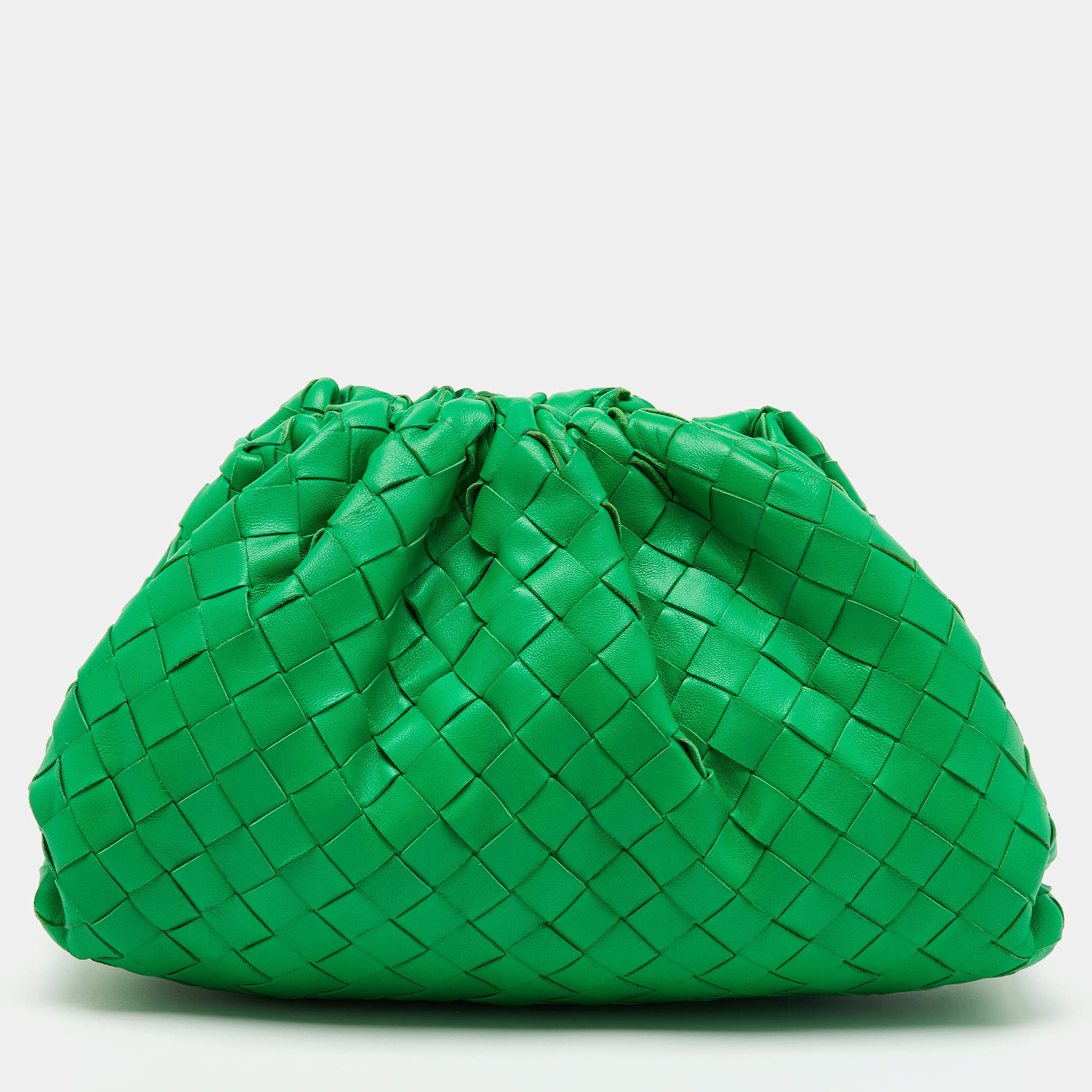 Bottega Veneta Green Intrecciato Leather Teen Pouch Clutch