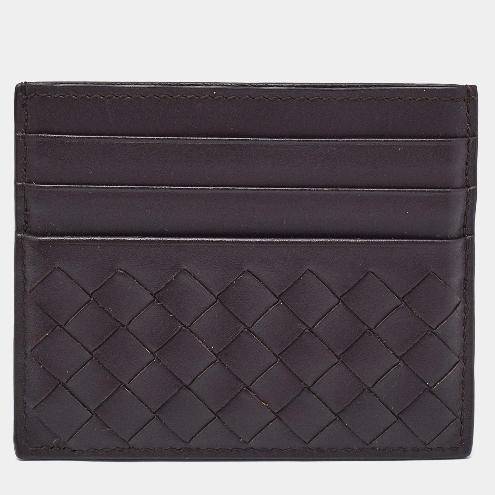 Bottega Veneta Brown Intrecciato Leather Card Holder