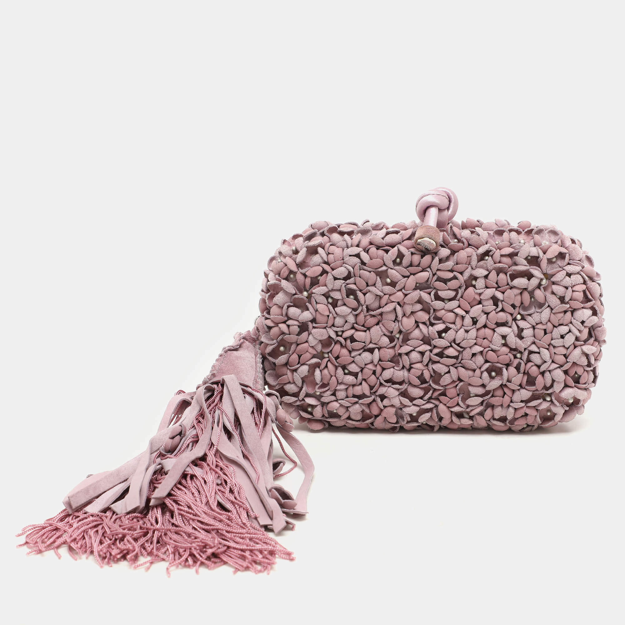 Bottega Veneta Purple Satin and Suede Limited Edition 01/50 Knot Clutch