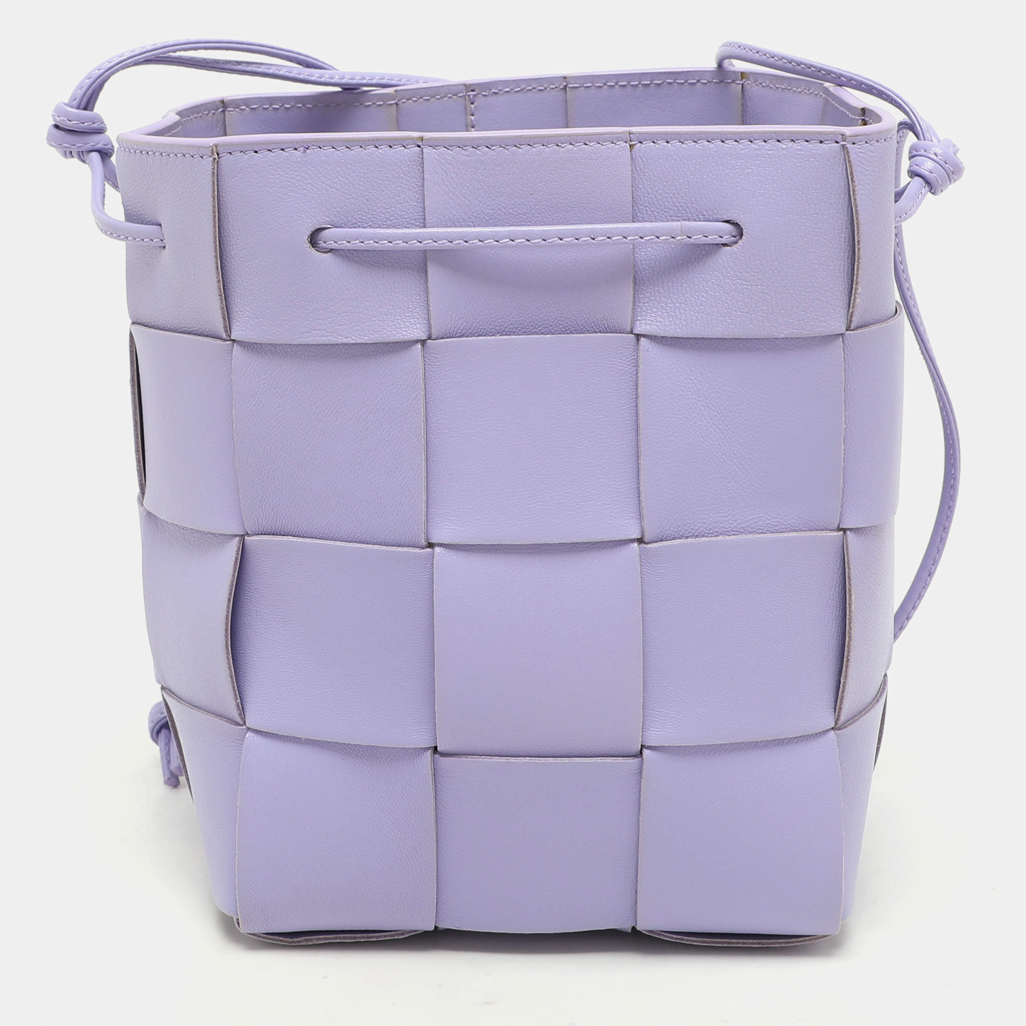 Pre Owned Bottega Veneta Purple Intrecciato Leather Cassette Bucket Bag