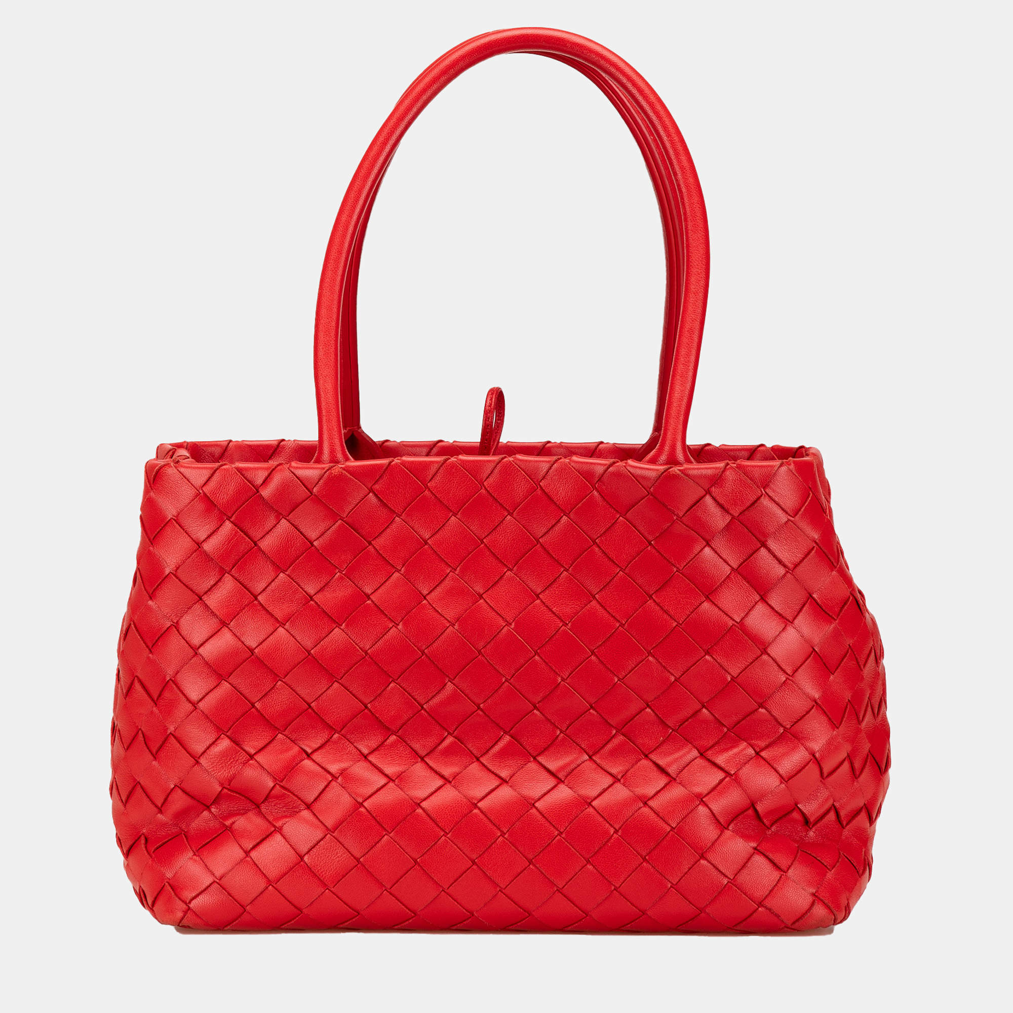 Bottega Veneta Red Nappa Intrecciato Handbag