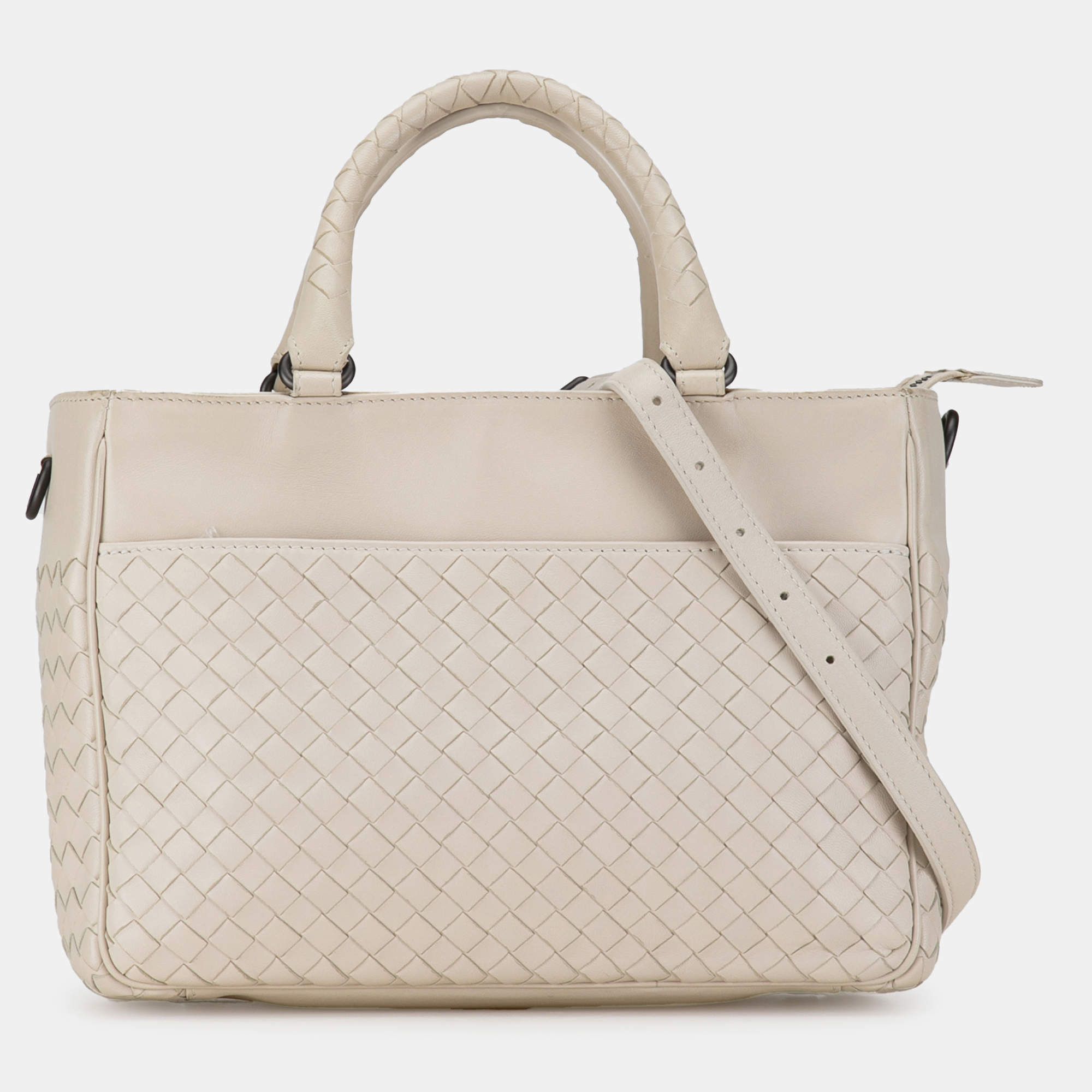 Bottega Veneta Ivory Intrecciato Satchel