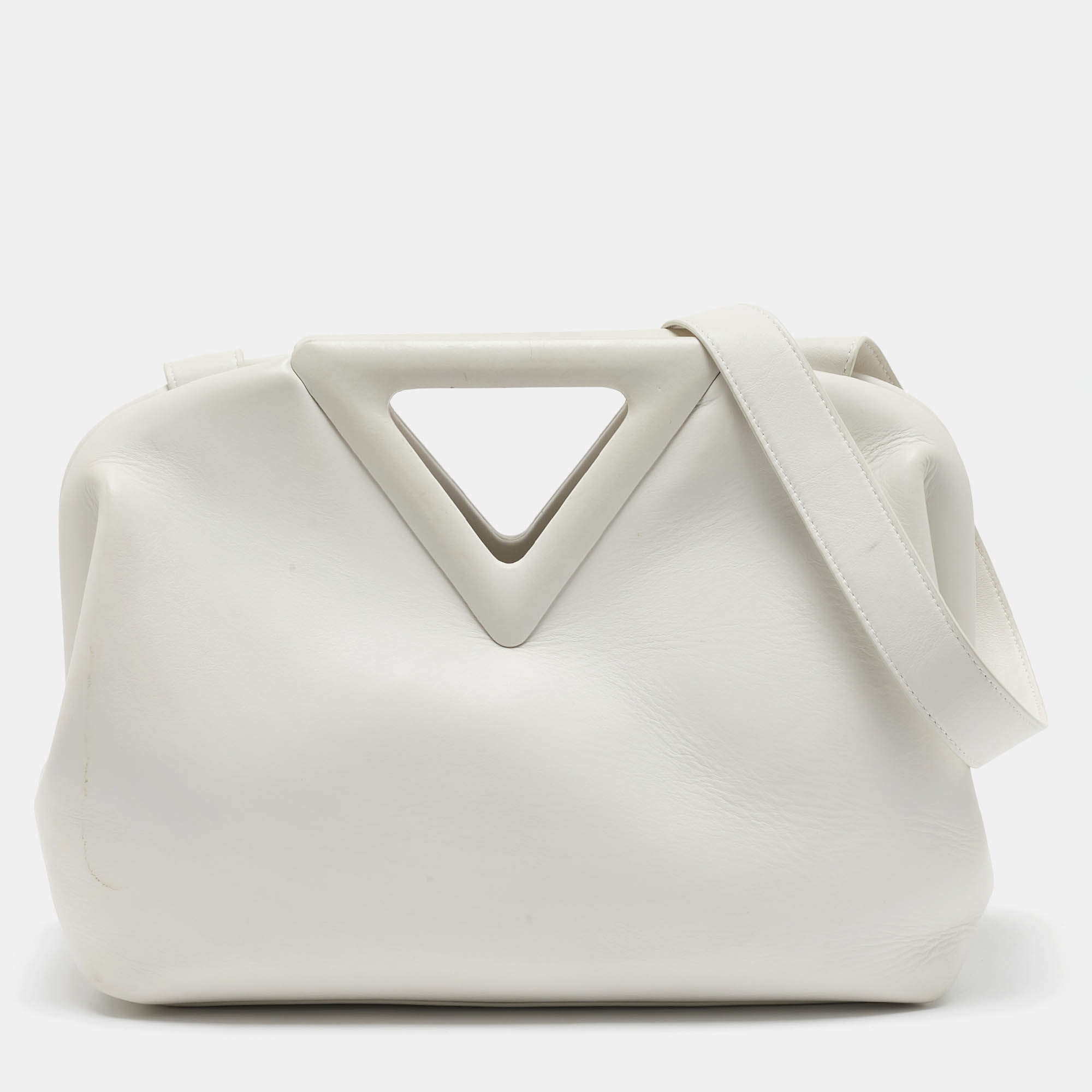 Bottega Veneta  White Leather Medium Point Shoulder Bag
