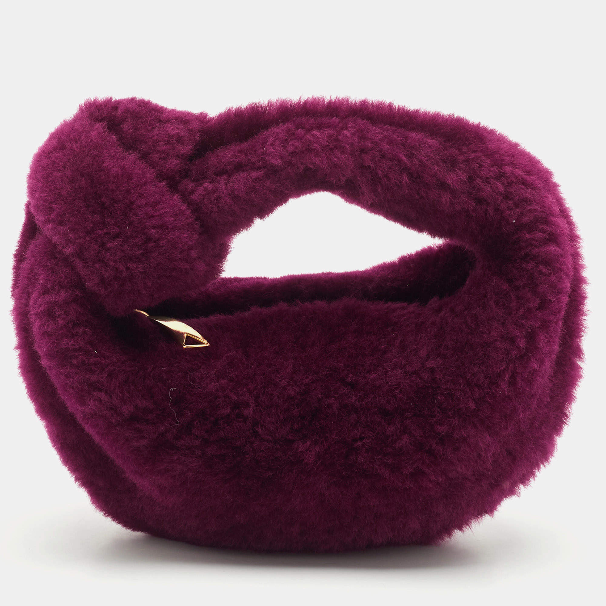 Bottega Veneta Burgundy Shearling Mini Jodie Hobo