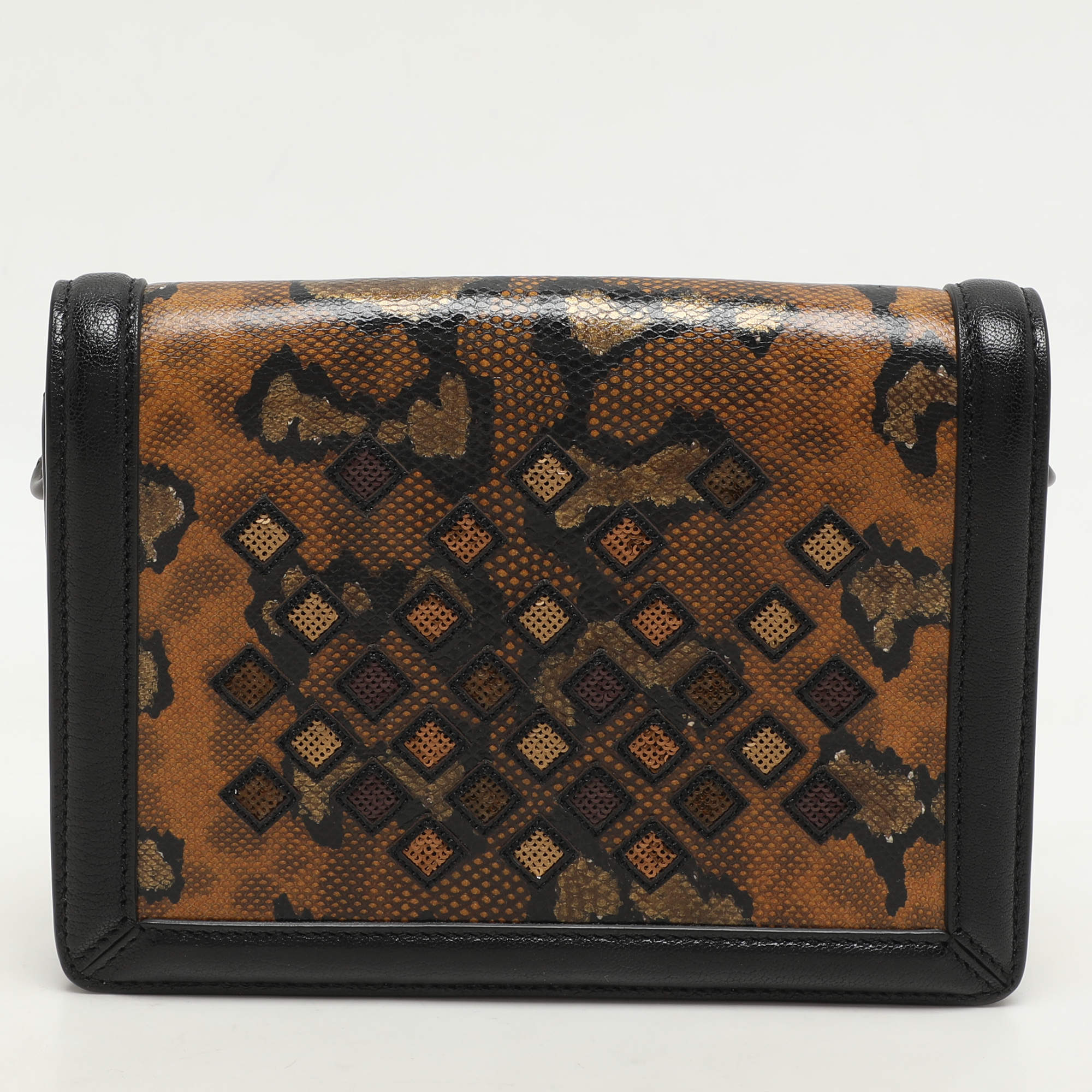 Pre Owned Bottega Veneta Brown/Black Karung Leather Montebello Shoulder Bag