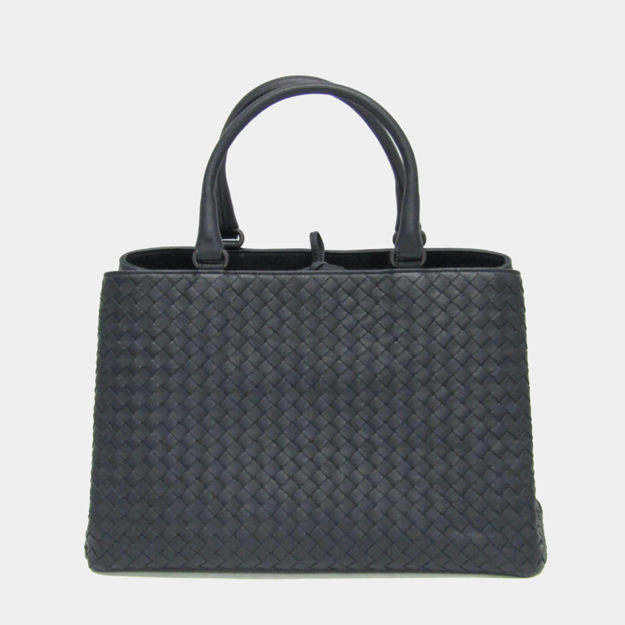 Bottega Veneta Navy Blue Intrecciato Leather Tote Bag