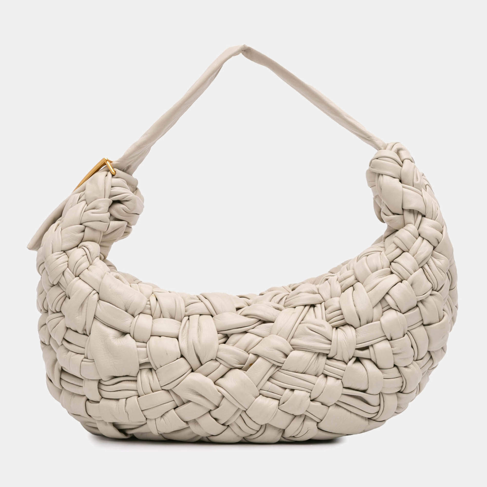 Bottega Veneta White Foulard Intrecciato Calfskin Banana Hobo