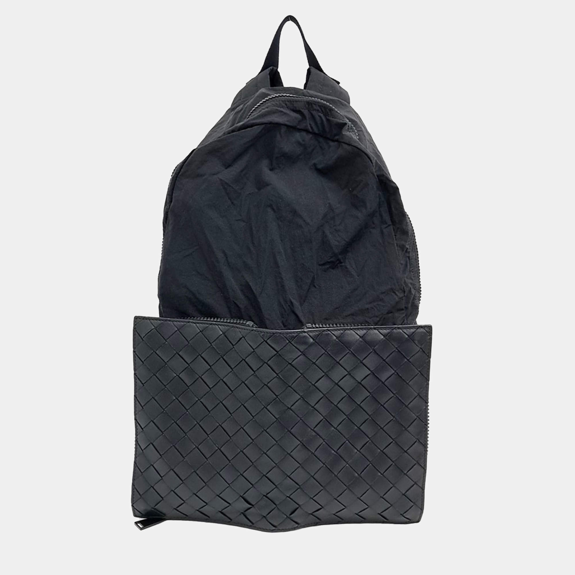 Bottega Veneta Black Fabric foldable backpack