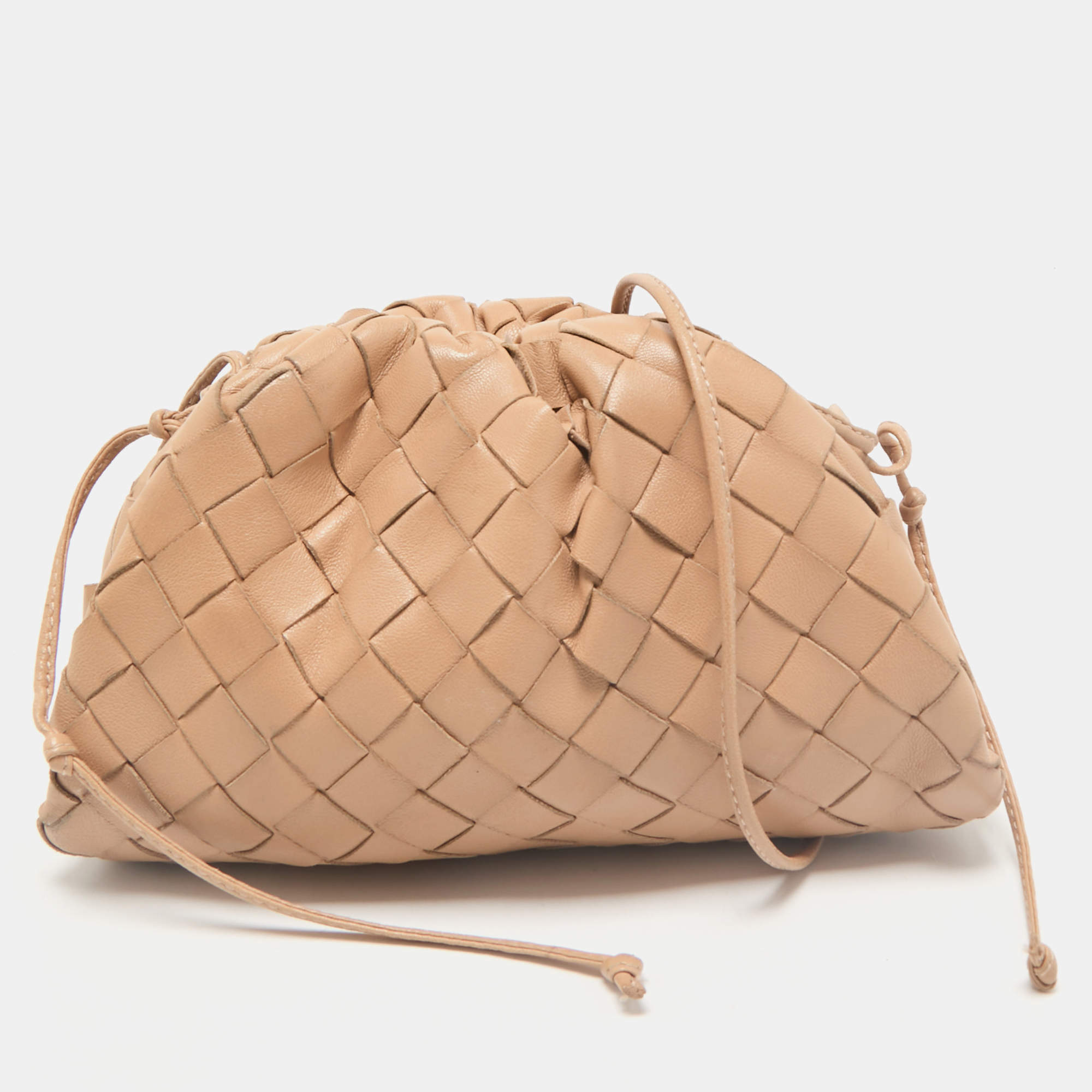 Bottega Veneta Beige Intrecciato Leather Mini The Pouch 
