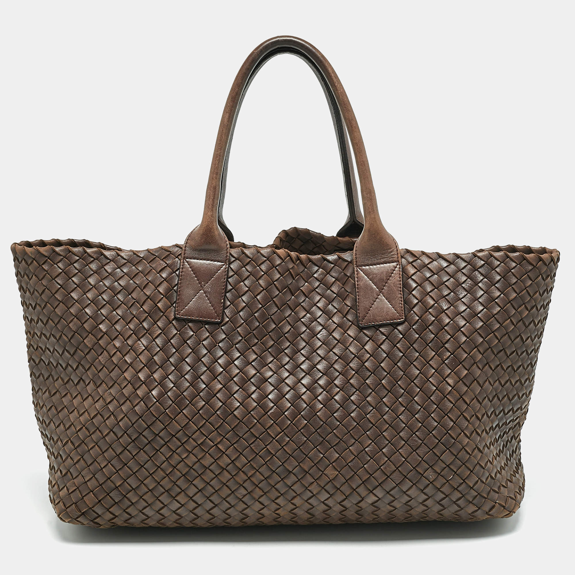 Bottega Veneta Cacao Intrecciato Leather Medium Cabat Tote 