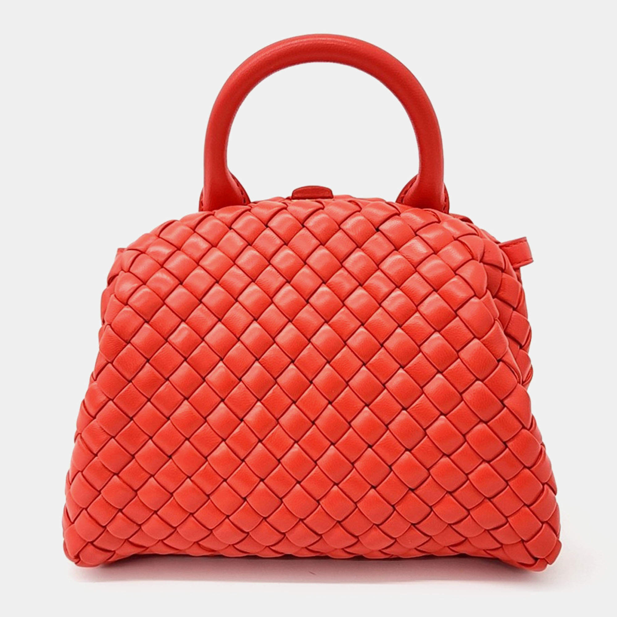 Pre Owned Bottega Veneta Red Leather tote and shoulder bag