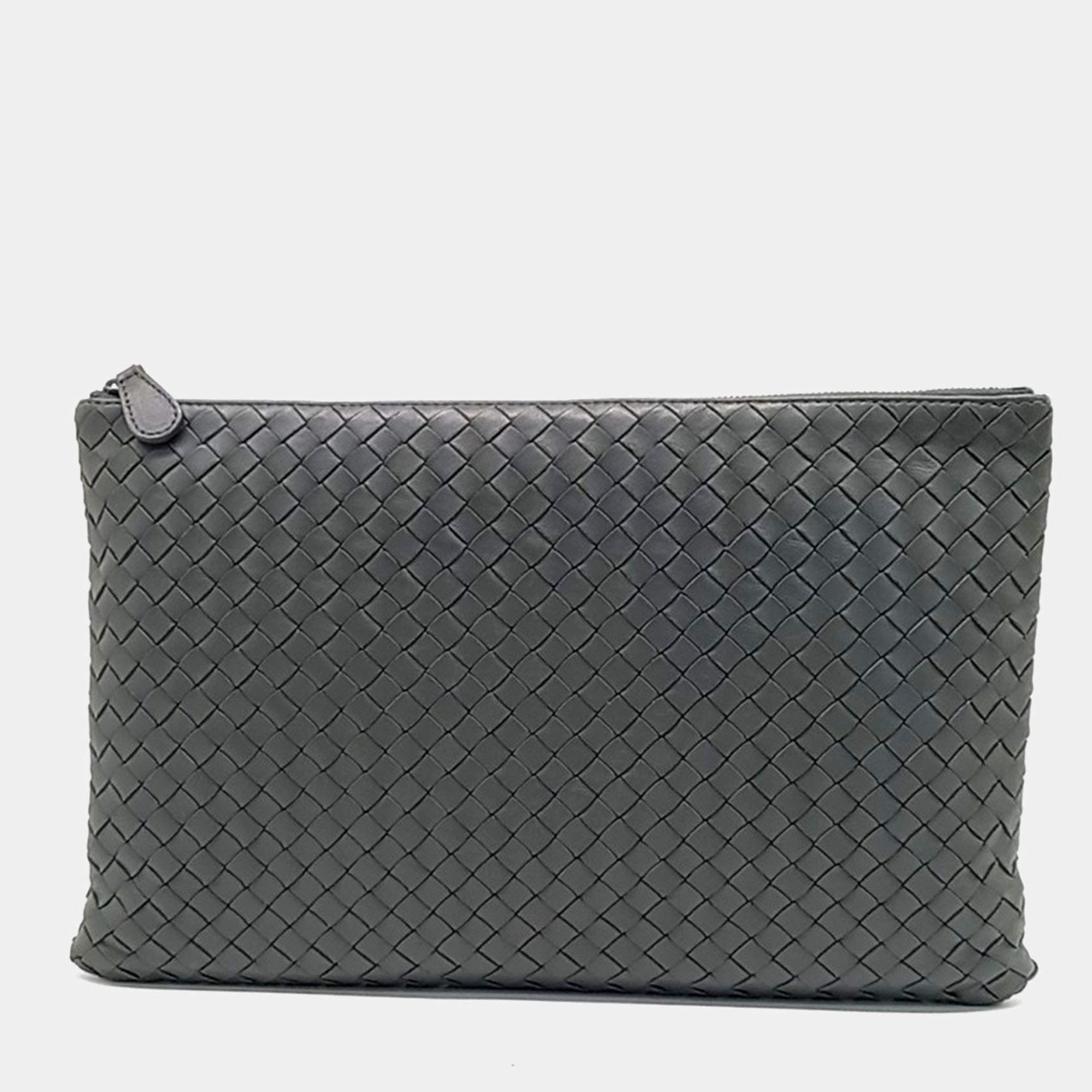Bottega Veneta Green Leather mesh clutch