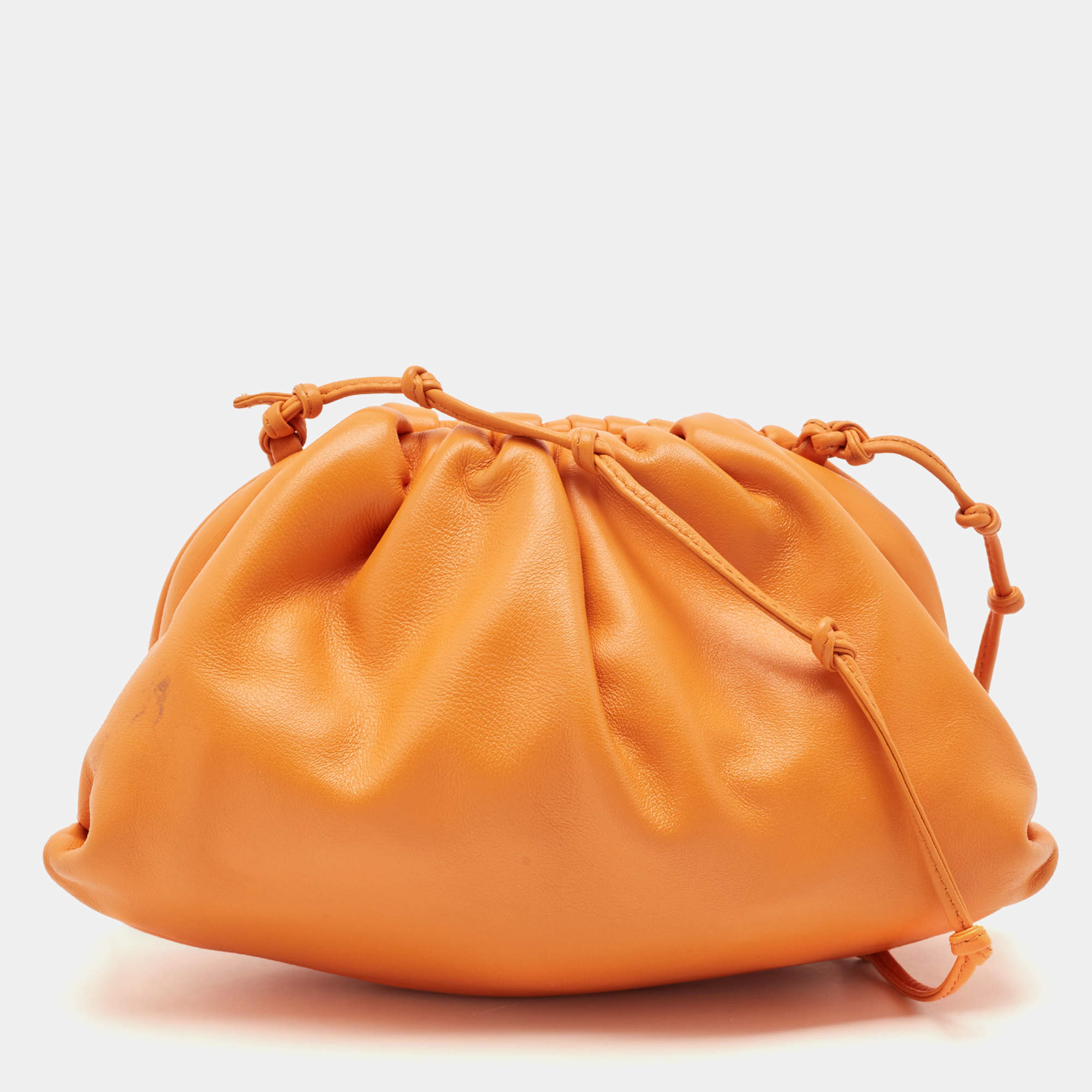 Bottega Veneta Orange Leather Mini The Pouch Bag