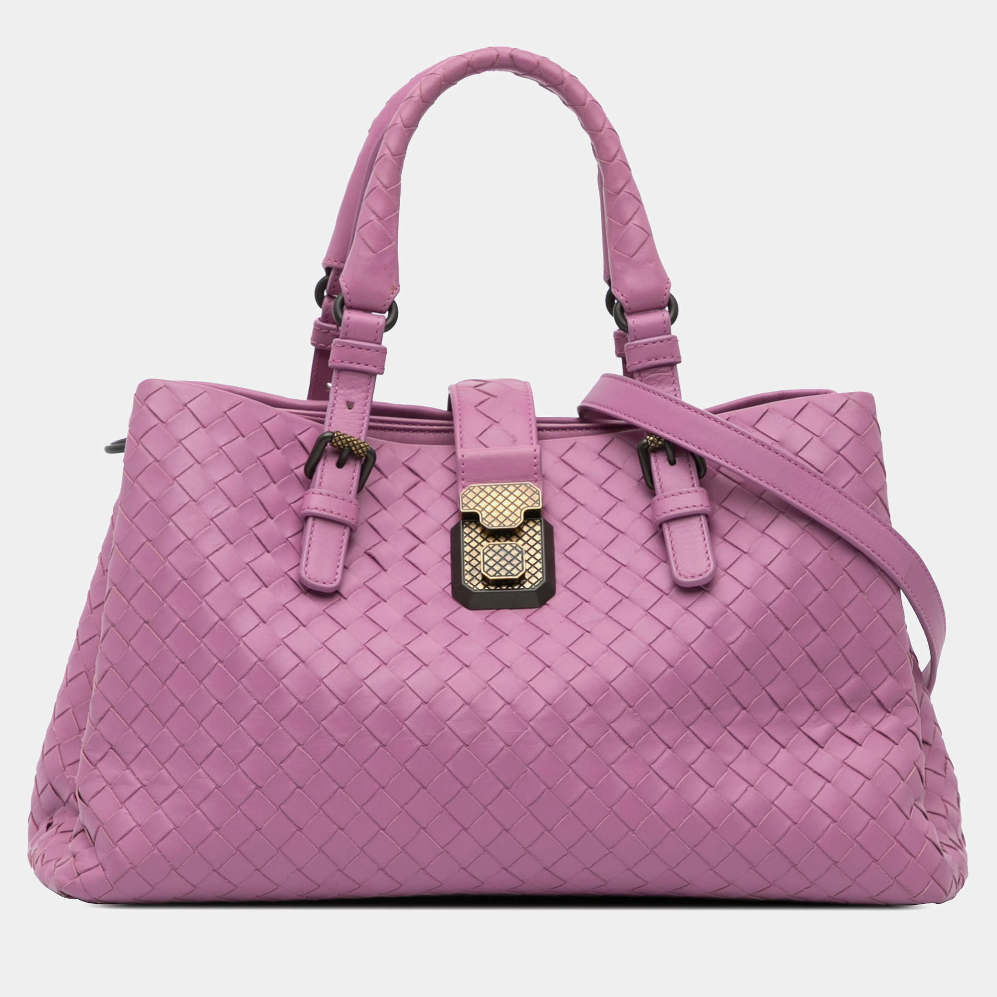 Bottega Veneta Purple Small Nappa Intrecciato Roma Satchel