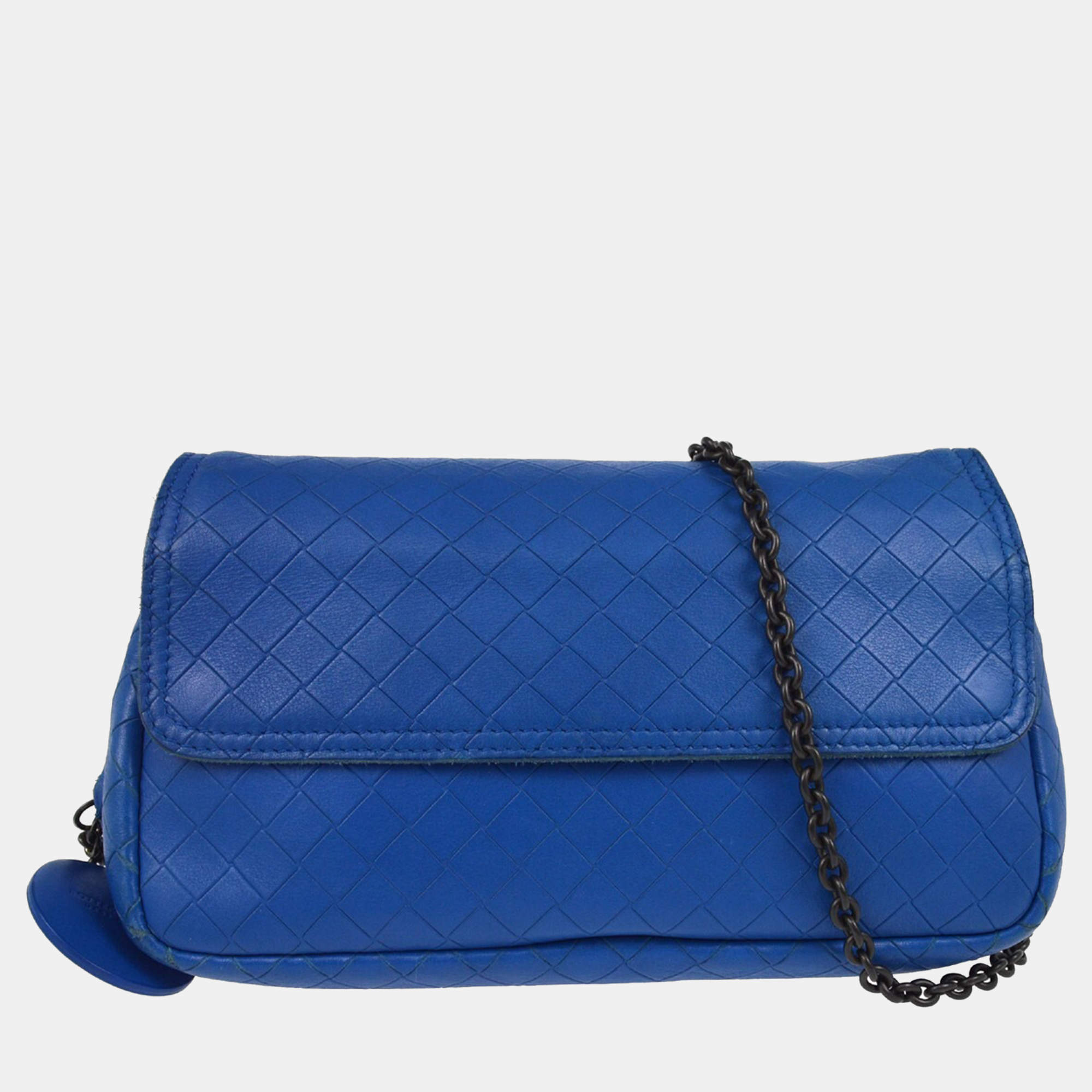 Bottega Veneta Blue Intrecciato Crossbody Bag