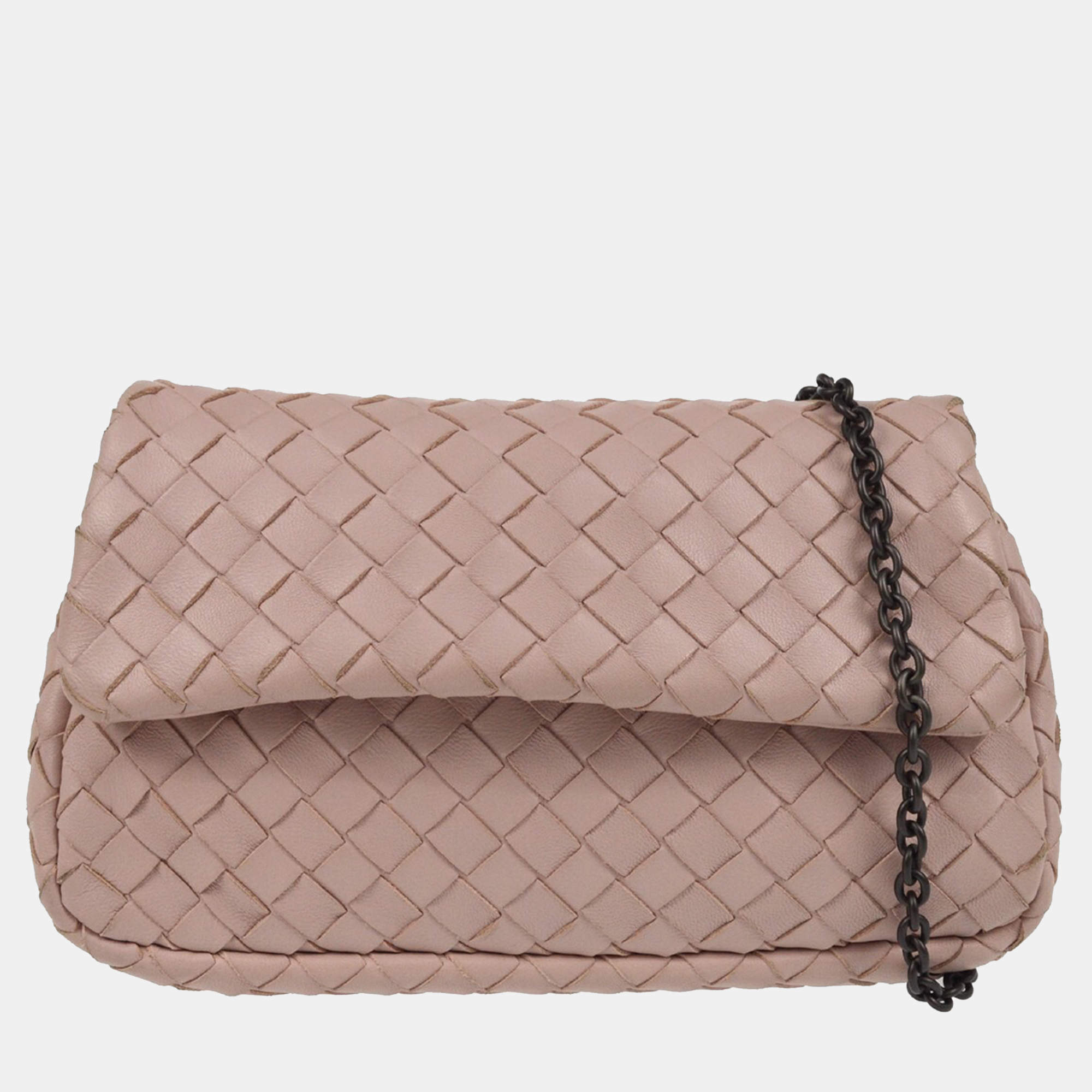Pre Owned Bottega Veneta Pink Intrecciato Crossbody Bag