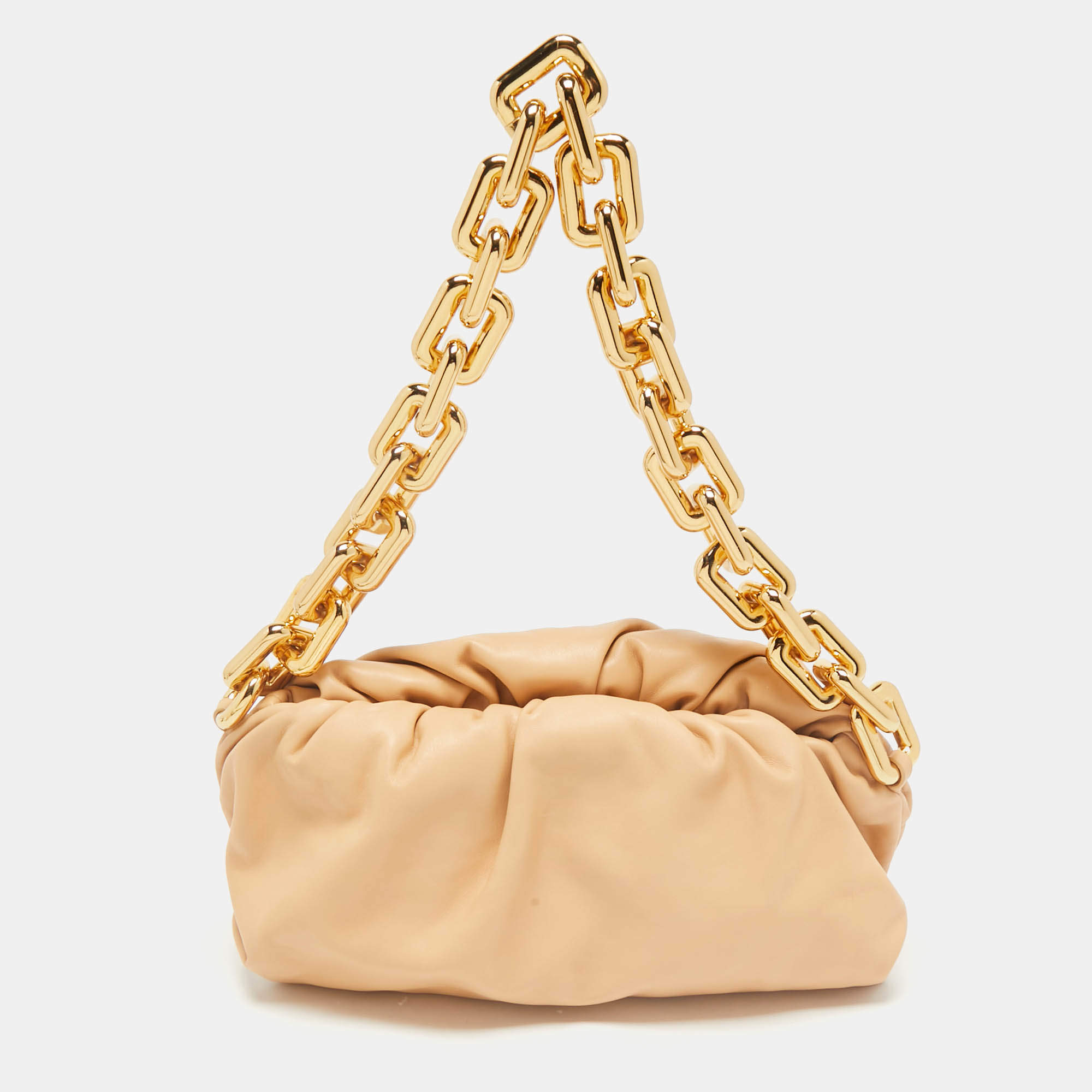 Pre Owned حقيبة بوش سلسلة من بوتيغا فينيتا جلد بيج