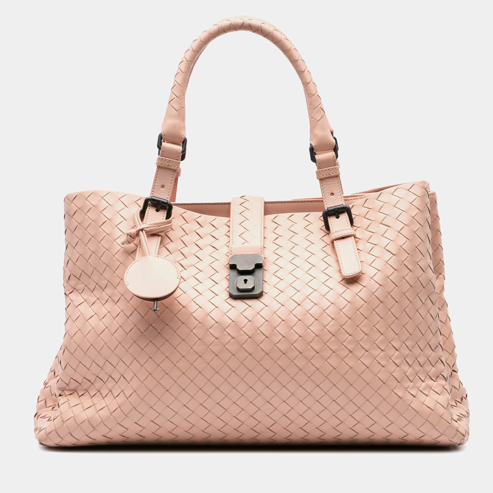 مملوكة مسبقًا Bottega Veneta Pink Medium Nappa Intrecciato Roma Satchel