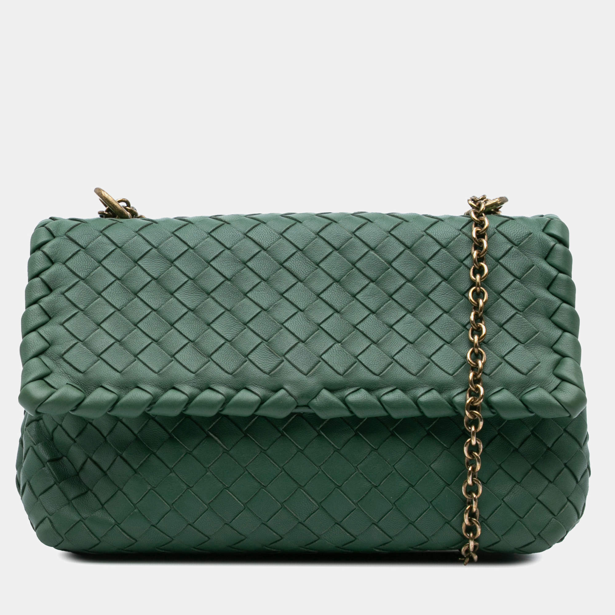 Bottega Veneta Green Baby Nappa Intrecciato Olimpia Crossbody