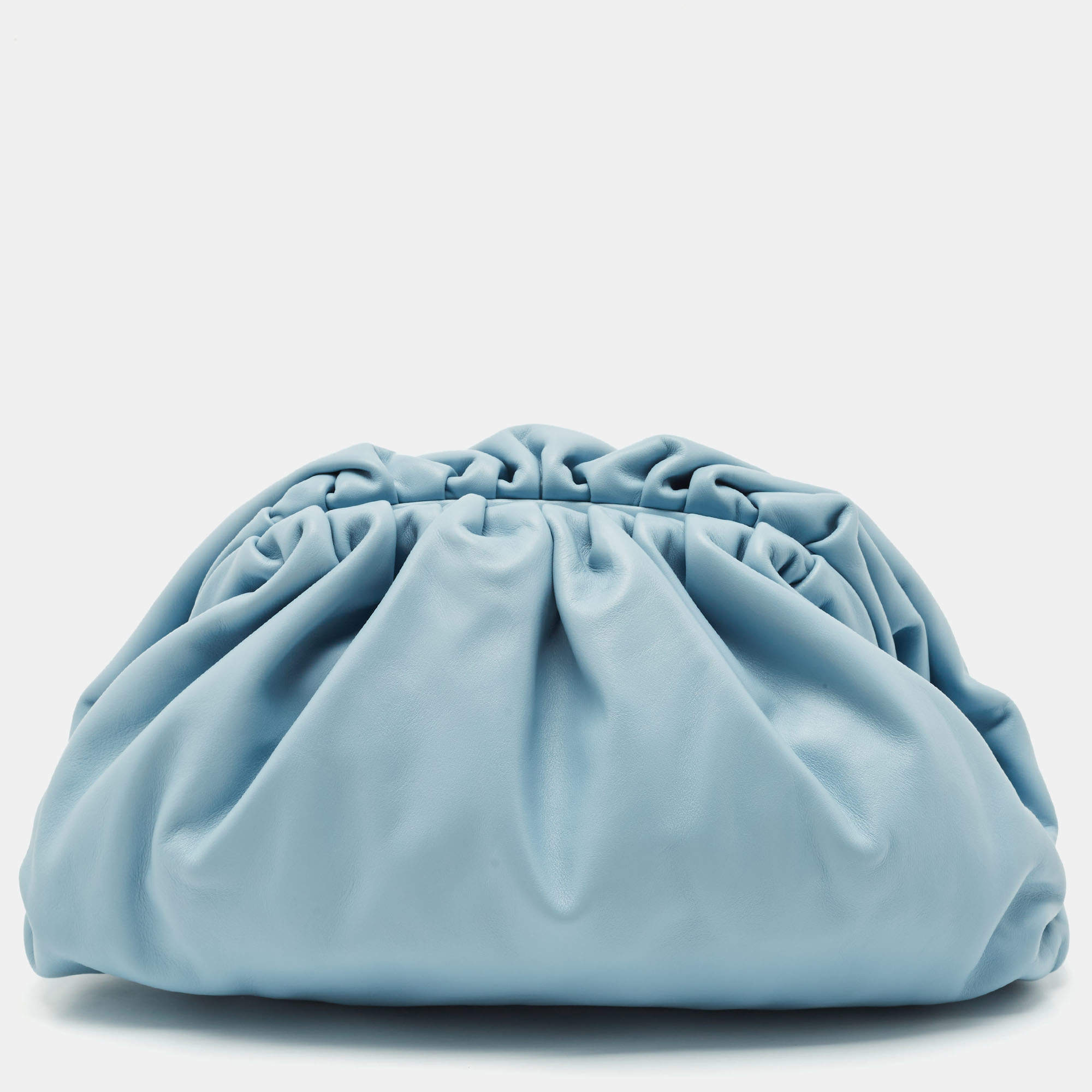 Bottega Veneta Light Blue Leather Classic The Pouch Clutch