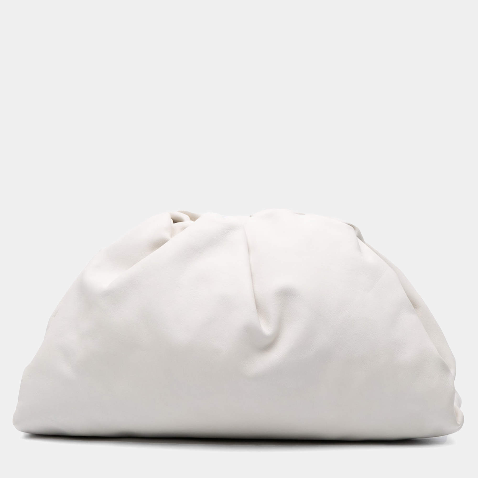 Bottega Veneta White Lambskin The Pouch