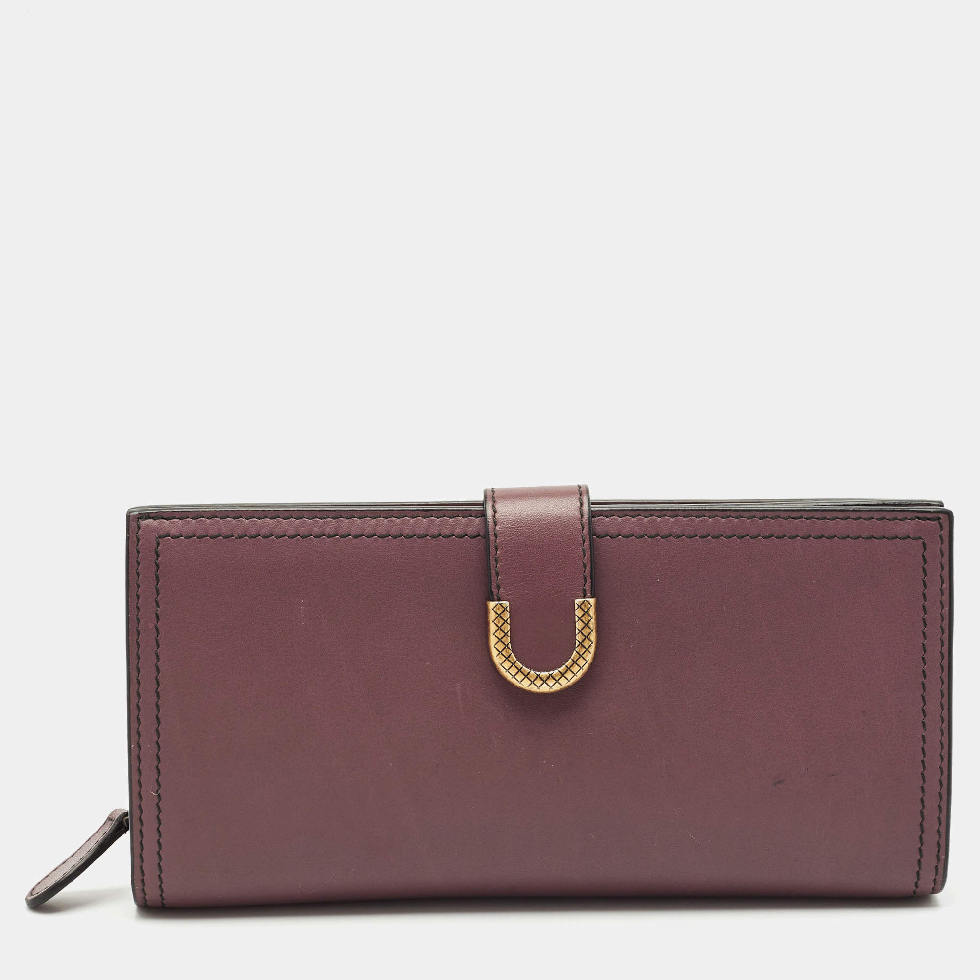 Bottega Veneta Mauve Leather Flap Continental Wallet