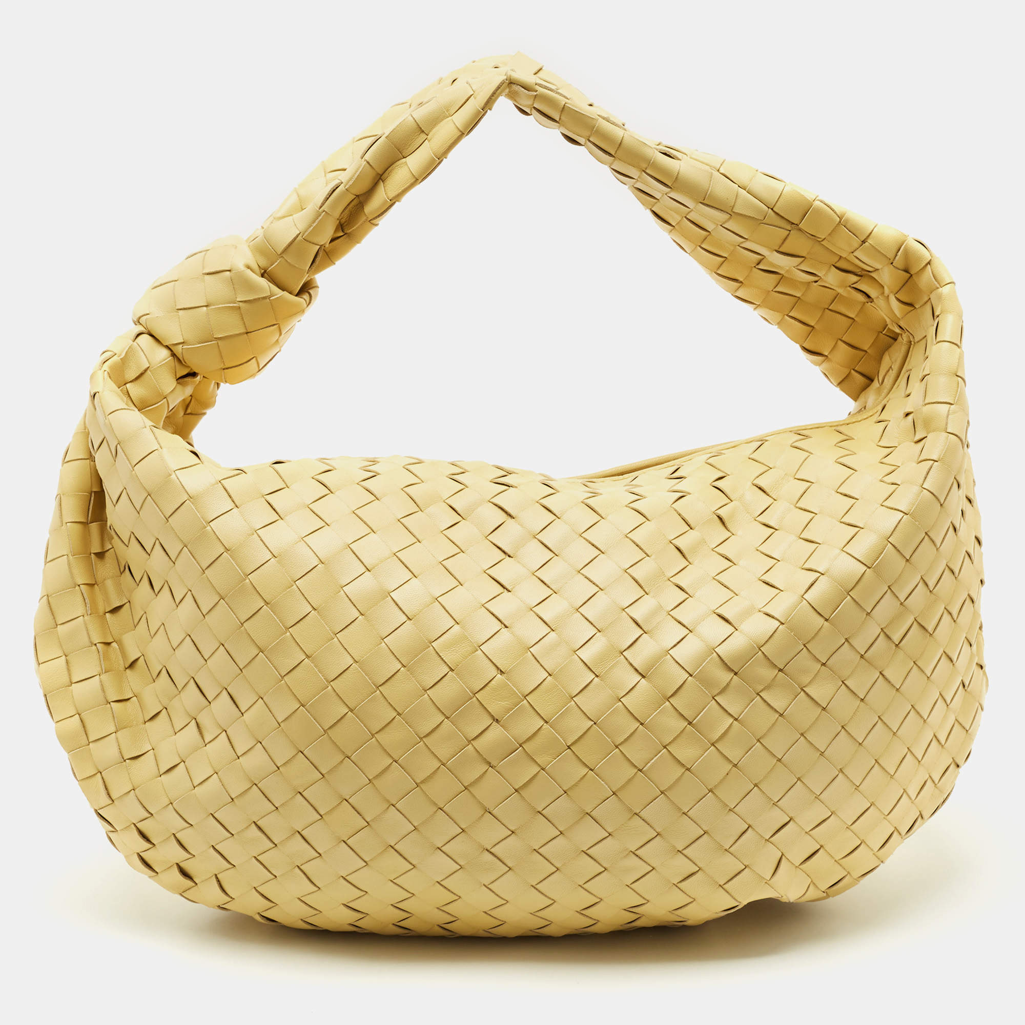 Bottega Veneta Yellow Intrecciato Leather Medium Jodie Hobo