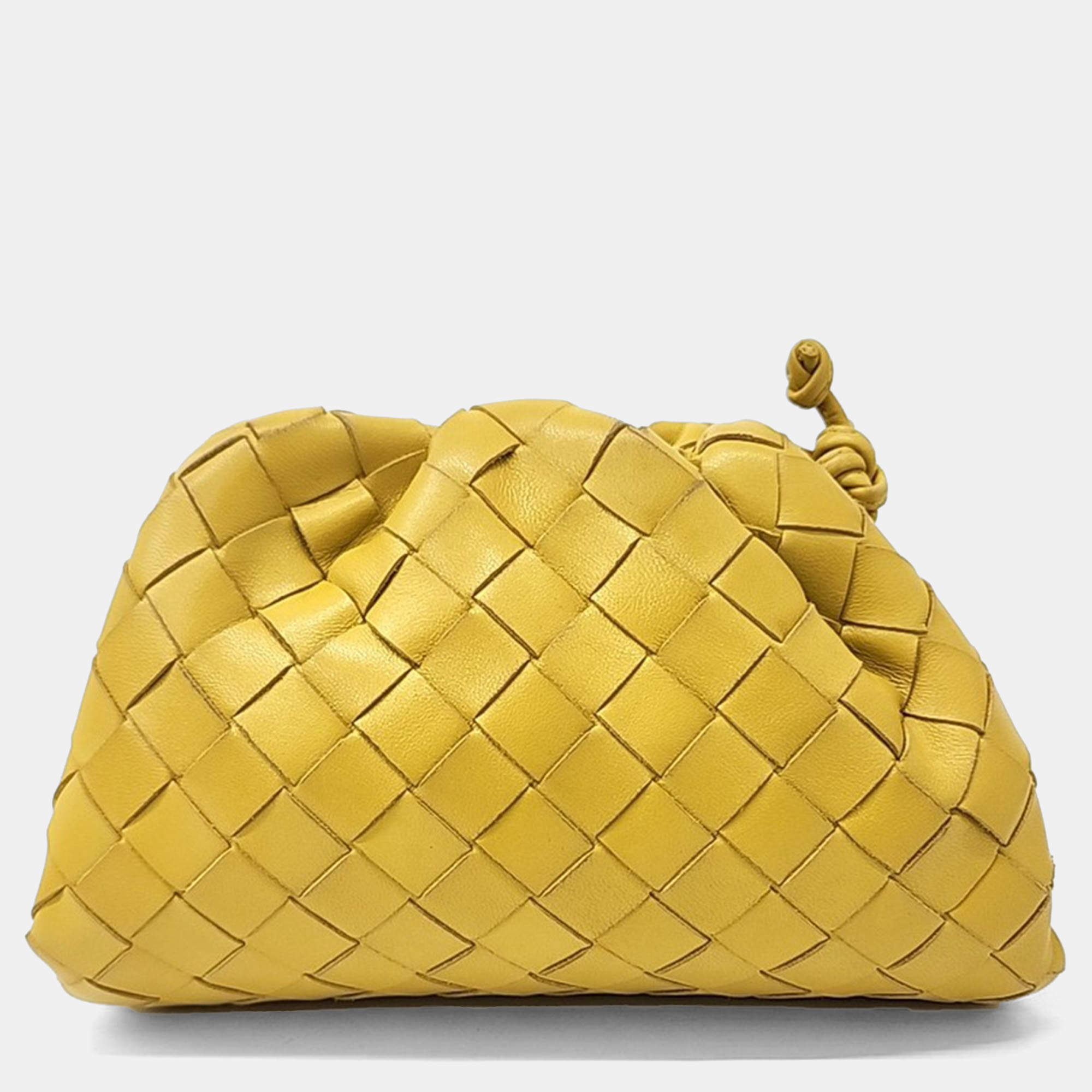 Bottega Veneta Yellow Leather Mesh Butter Calf Crossbody Bag