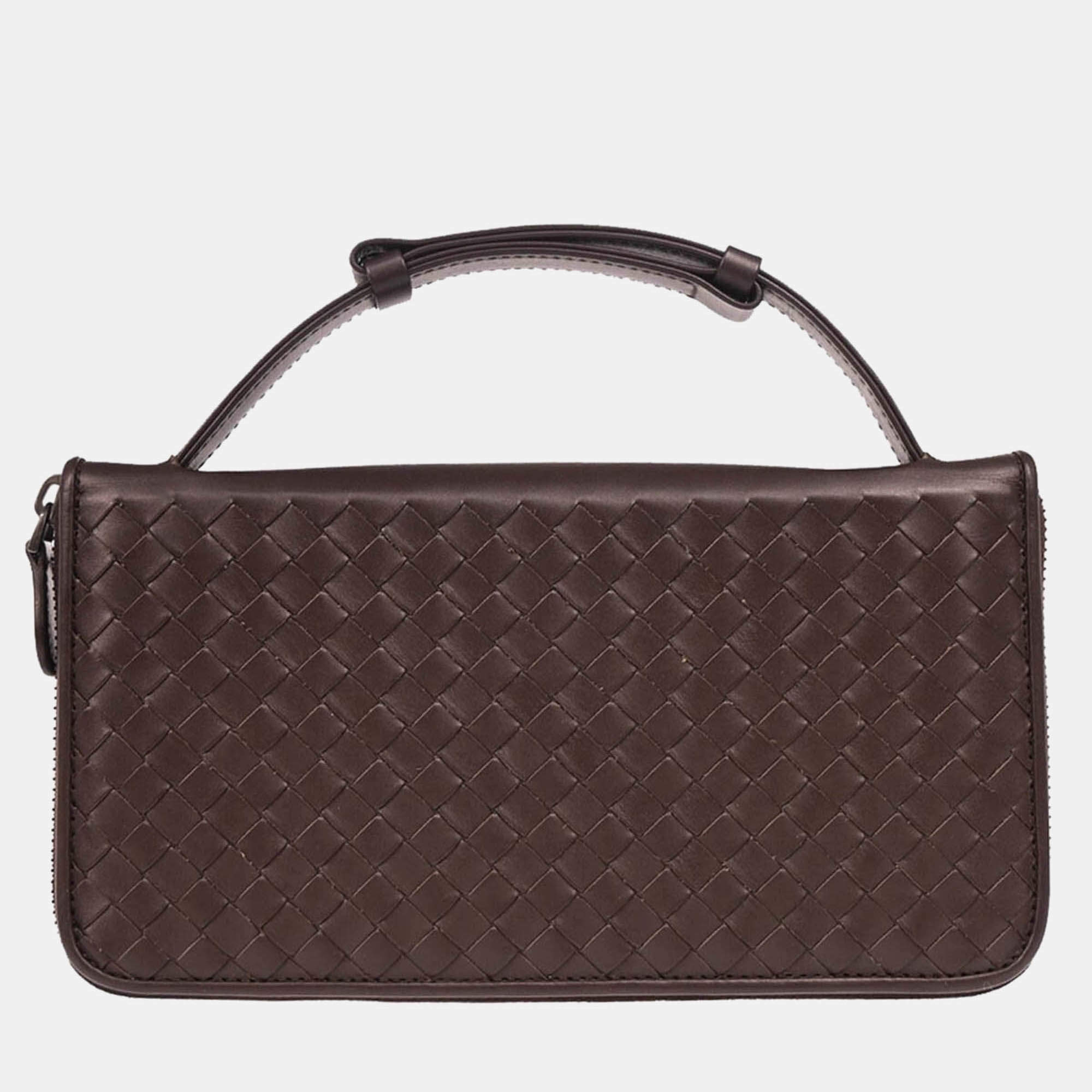 Bottega Veneta Travel Brown Intrecciato Leather Wallet