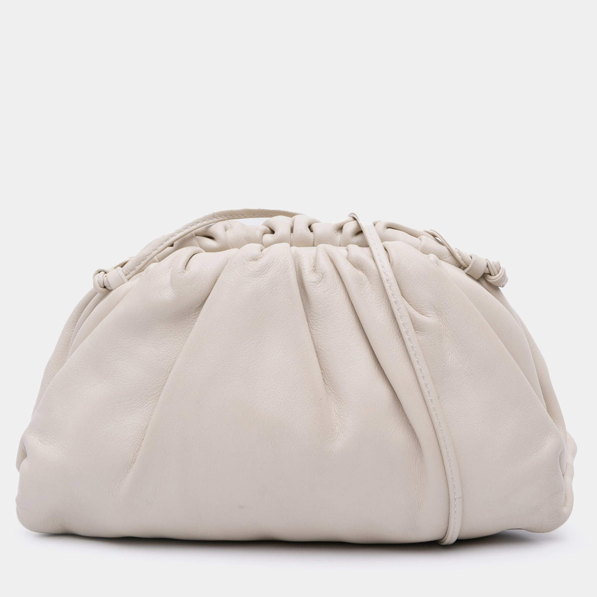 Bottega Veneta White Lambskin The Mini Pouch Shoulder Bag
