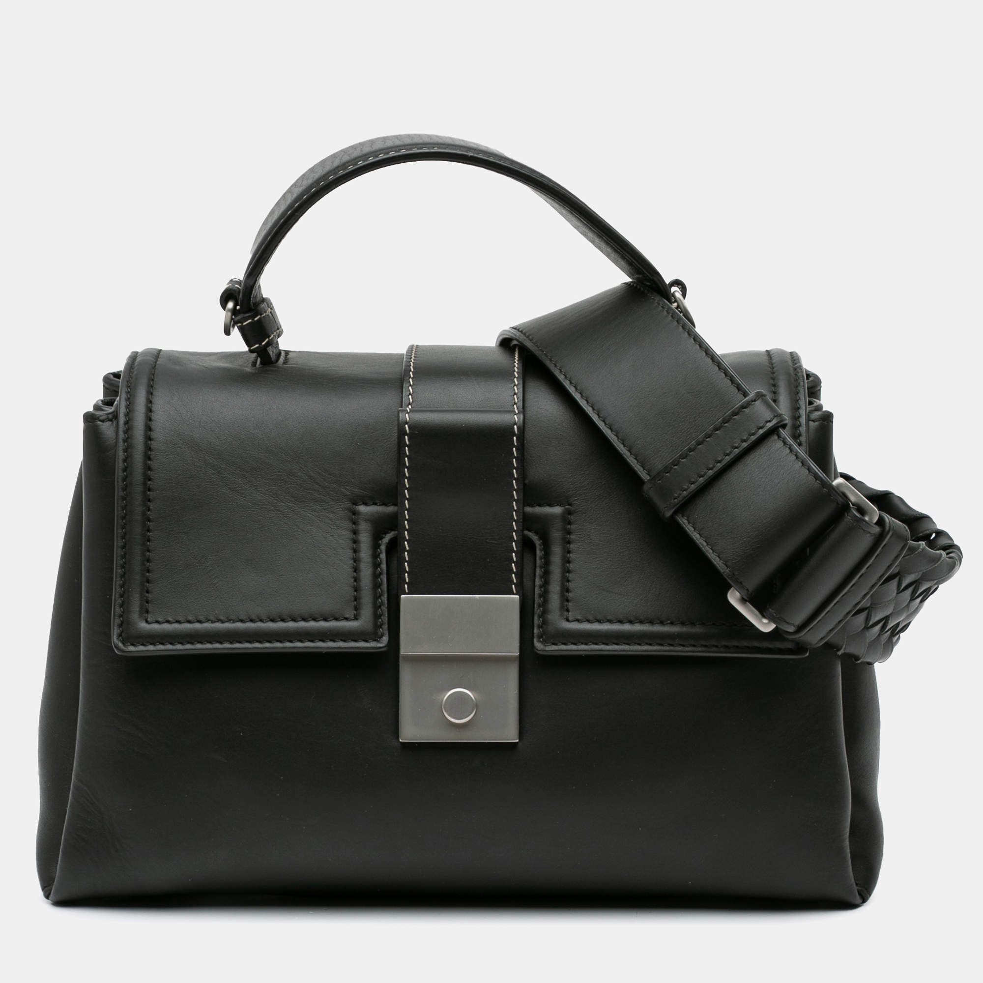 Bottega Veneta Black Small Nappa Piazza Top Handle